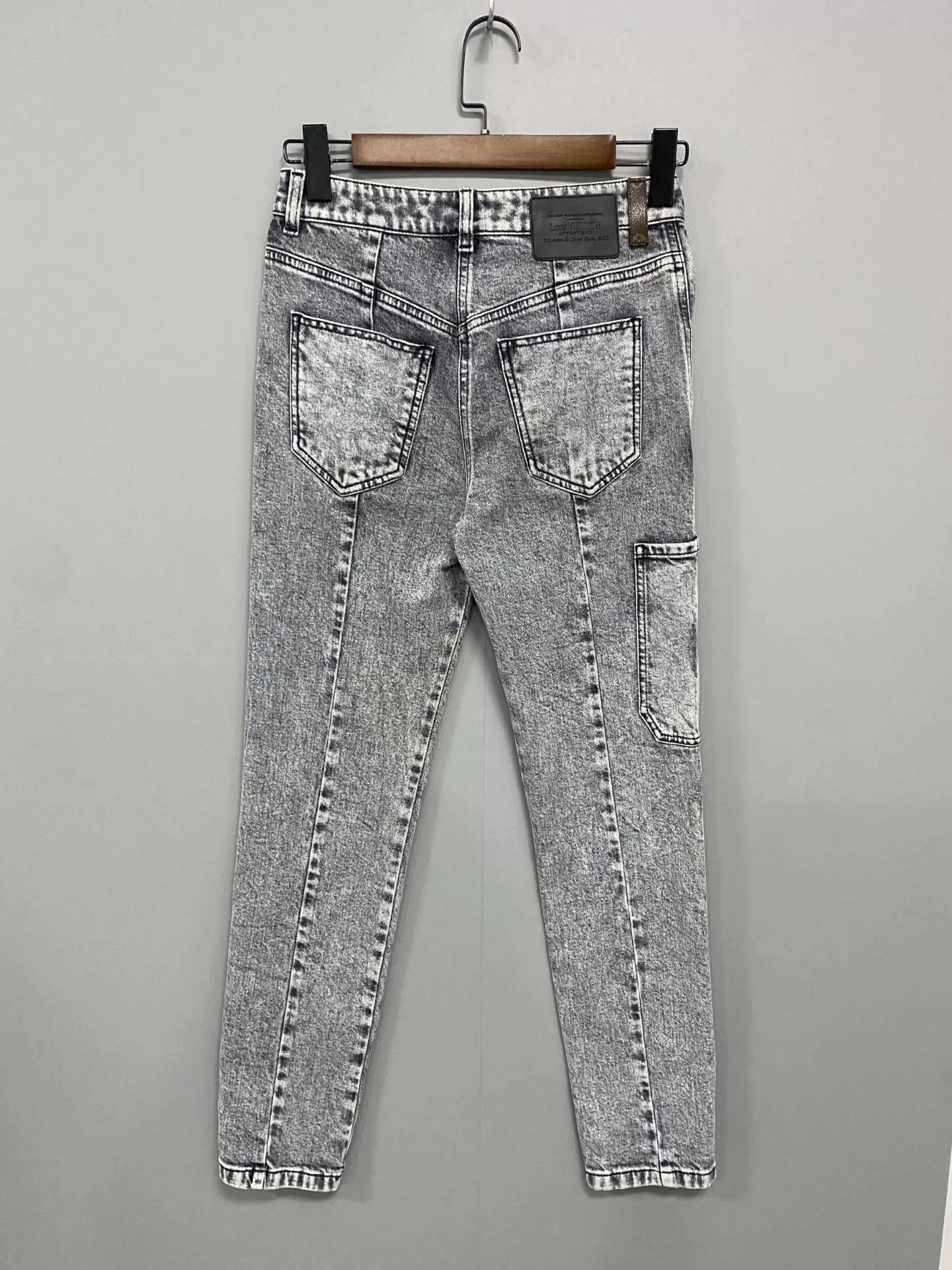 Louis Vuitton LV gray washed leather logo jeans 99 new size 34 Size 25" / US 0 / IT 36 - 2 Thumbnail