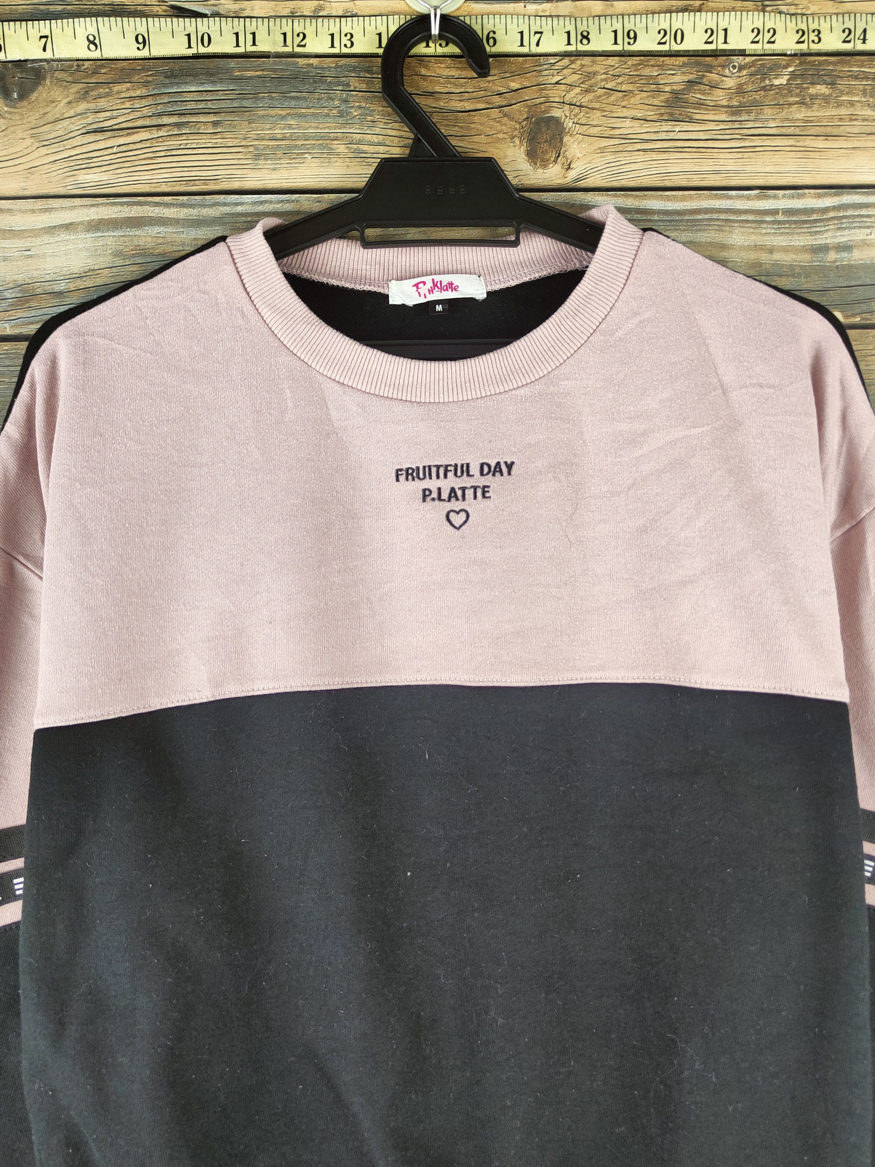 Japanese Brand VINTAGE Pinklatte Black Pink Sweatshirts Size M / US 6-8 / IT 42-44 - 2 Thumbnail