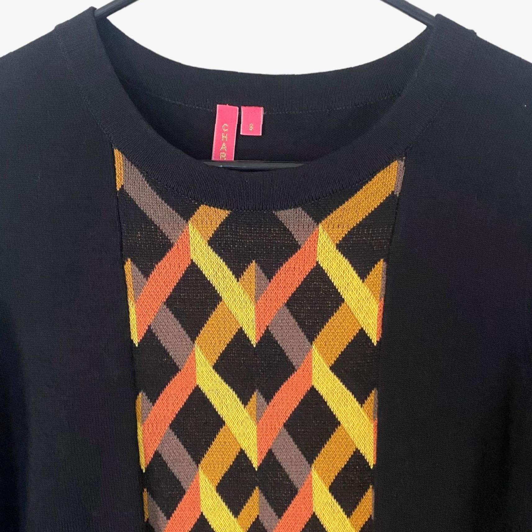 Vintage VINTAGE Charlotte Tarantola Knit Midi Sweater Dress Black Womens Small Diamond Print (S) Woman Size S / US 4 / IT 40 - 5 Thumbnail