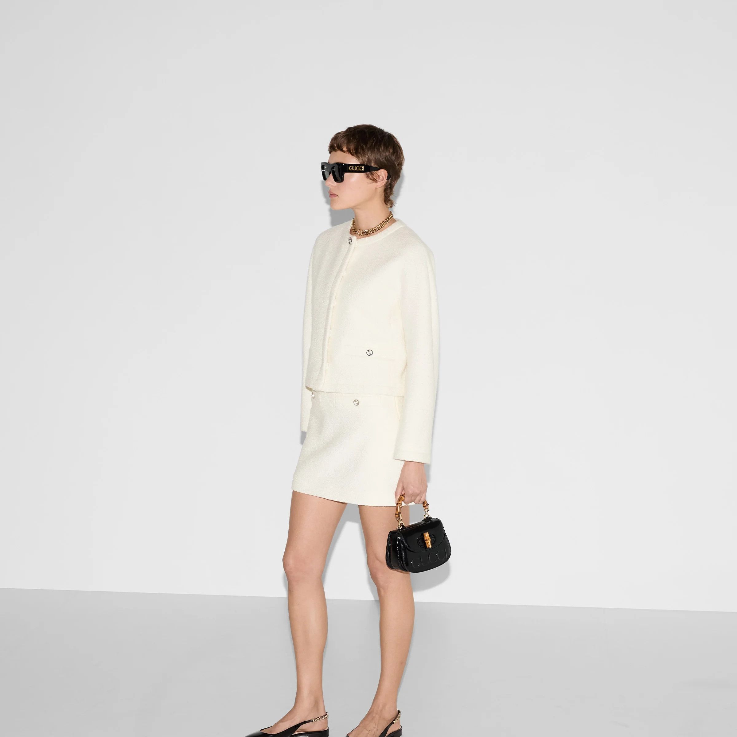 Gucci oc11z1125 Wool Bouclé Mini Skirt in Off White Size 27" / US 4 / IT 40 - 4 Thumbnail