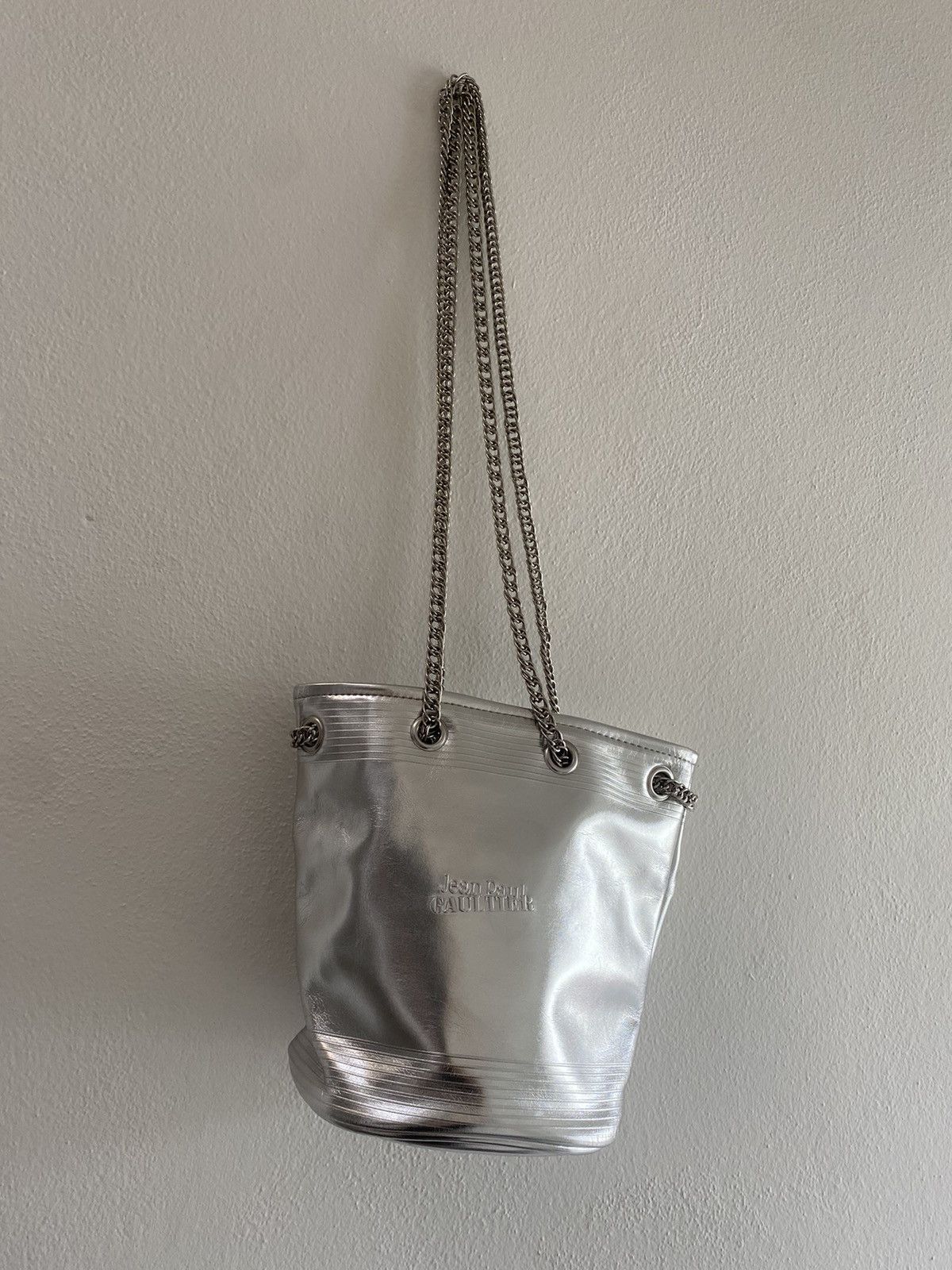 Jean Paul Gaultier RARE Jean Paul Gaultier Vegan Leather Silver Bucket Bag Size ONE SIZE - 1 Thumbnail