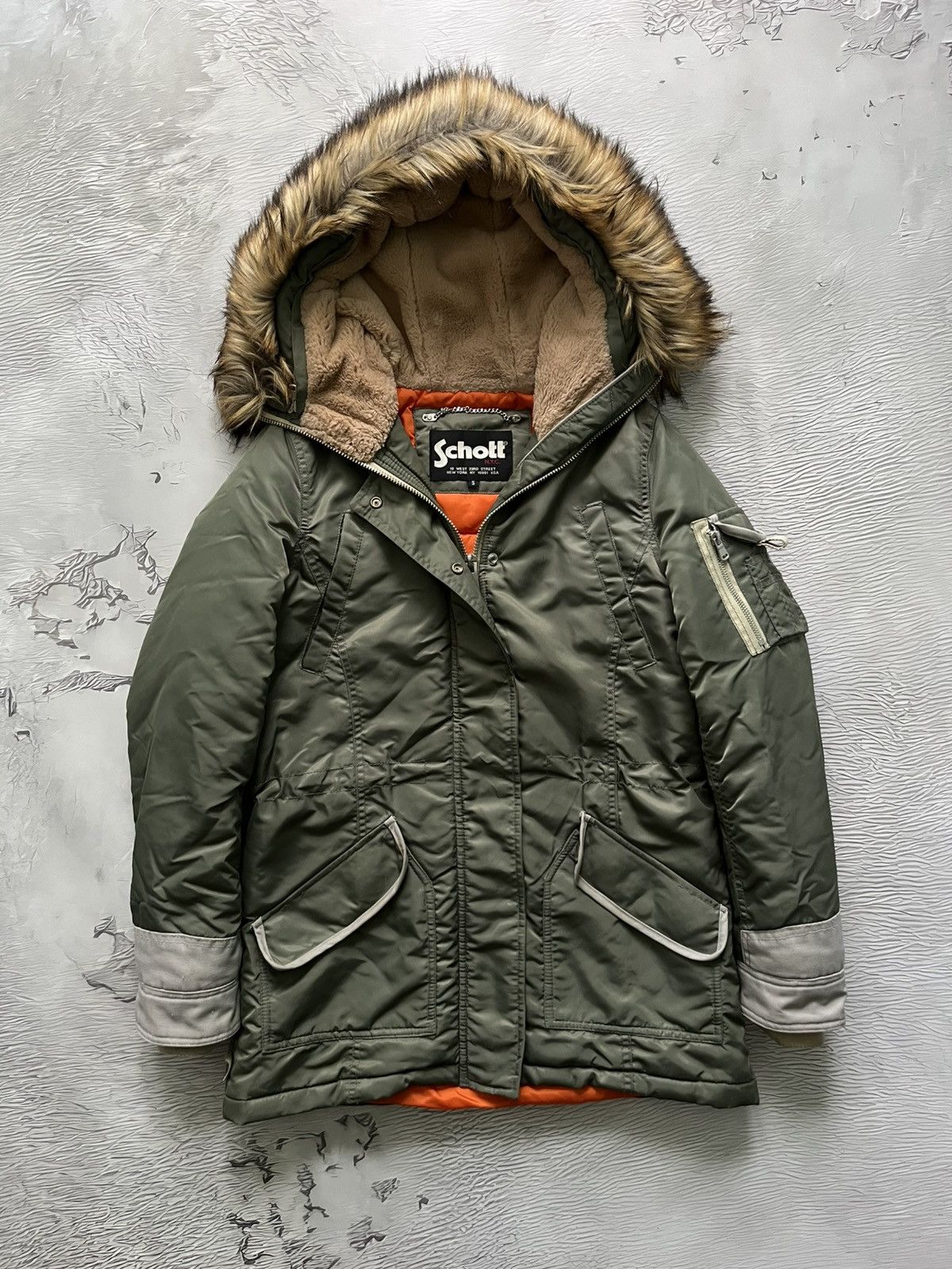 Schott Schott Vintage Jacket Parka Avant Garde Streetwear Olive Size S / US 4 / IT 40 - 1 Thumbnail