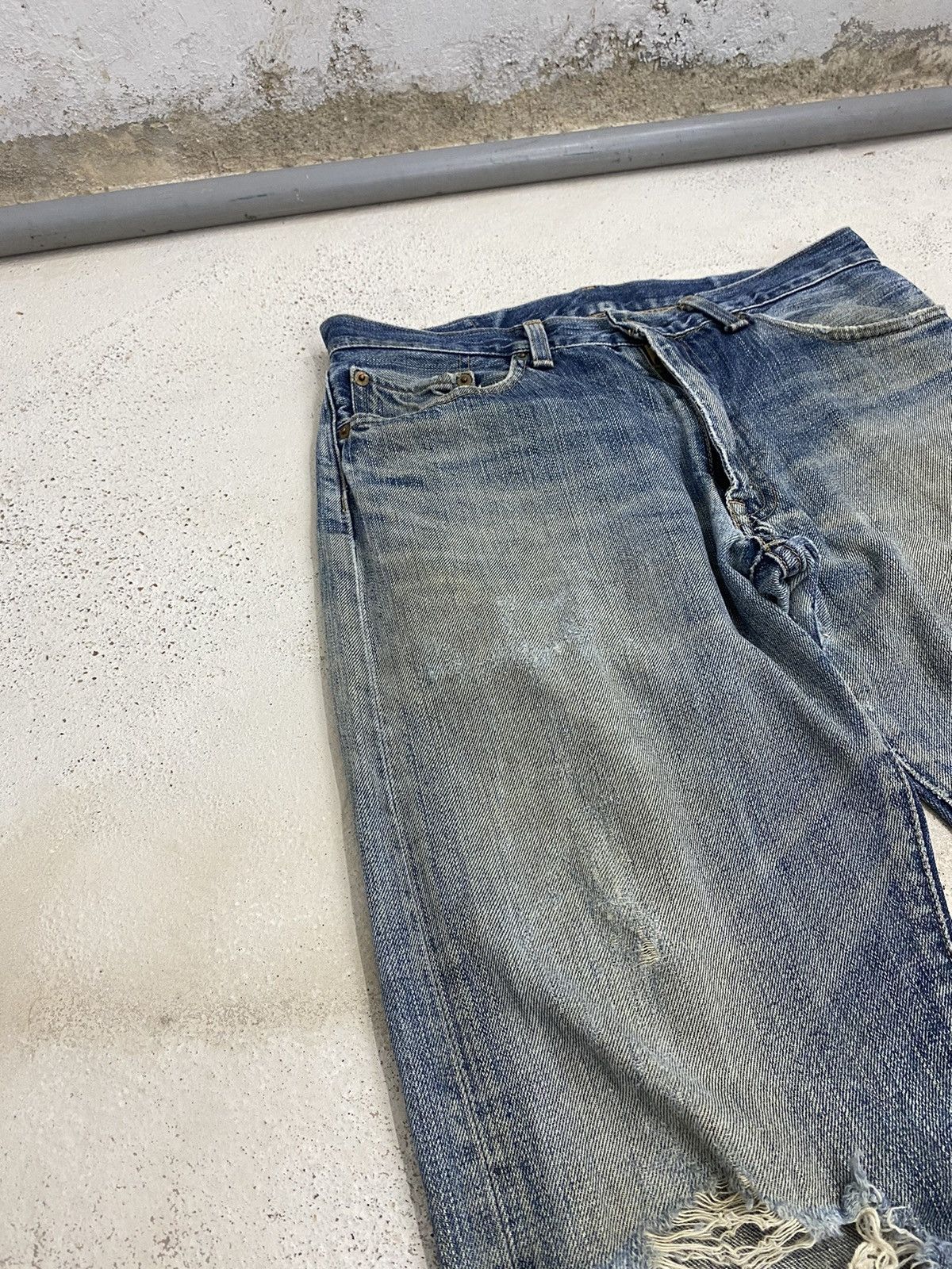 Levi's Levis 505 Japan Market J03 Button Distress Denim Washed Size US 30 / EU 46 - 5 Thumbnail