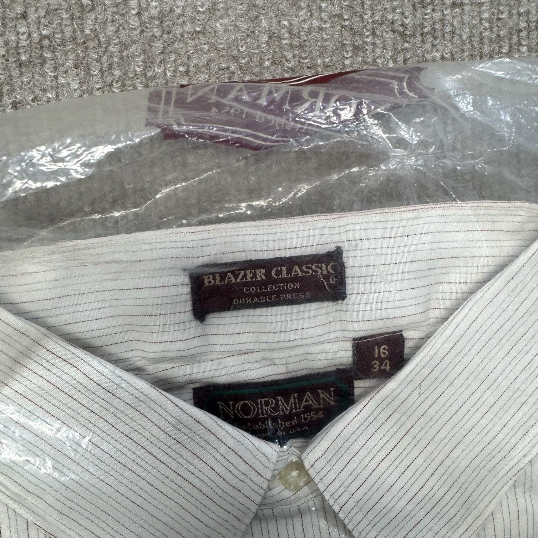 Vintage VINTAGE Norman Dress Shirt Mens Button-Down Check Stripe 16 White NOS Size 42R - 4 Thumbnail