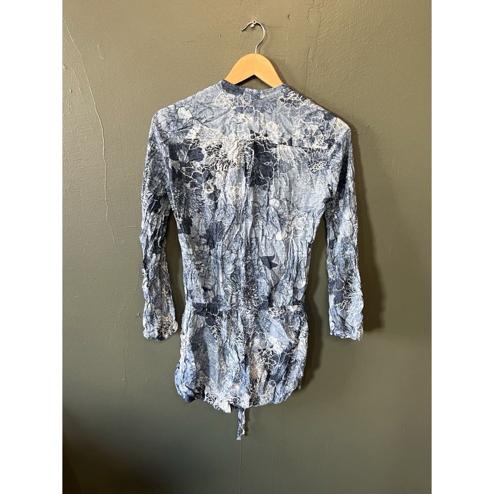 Vintage Intermix Womens Blue Floral Pattern Long Sleeve Button Up Romper P Size P Size S / US 4 / IT 40 - 2 Thumbnail