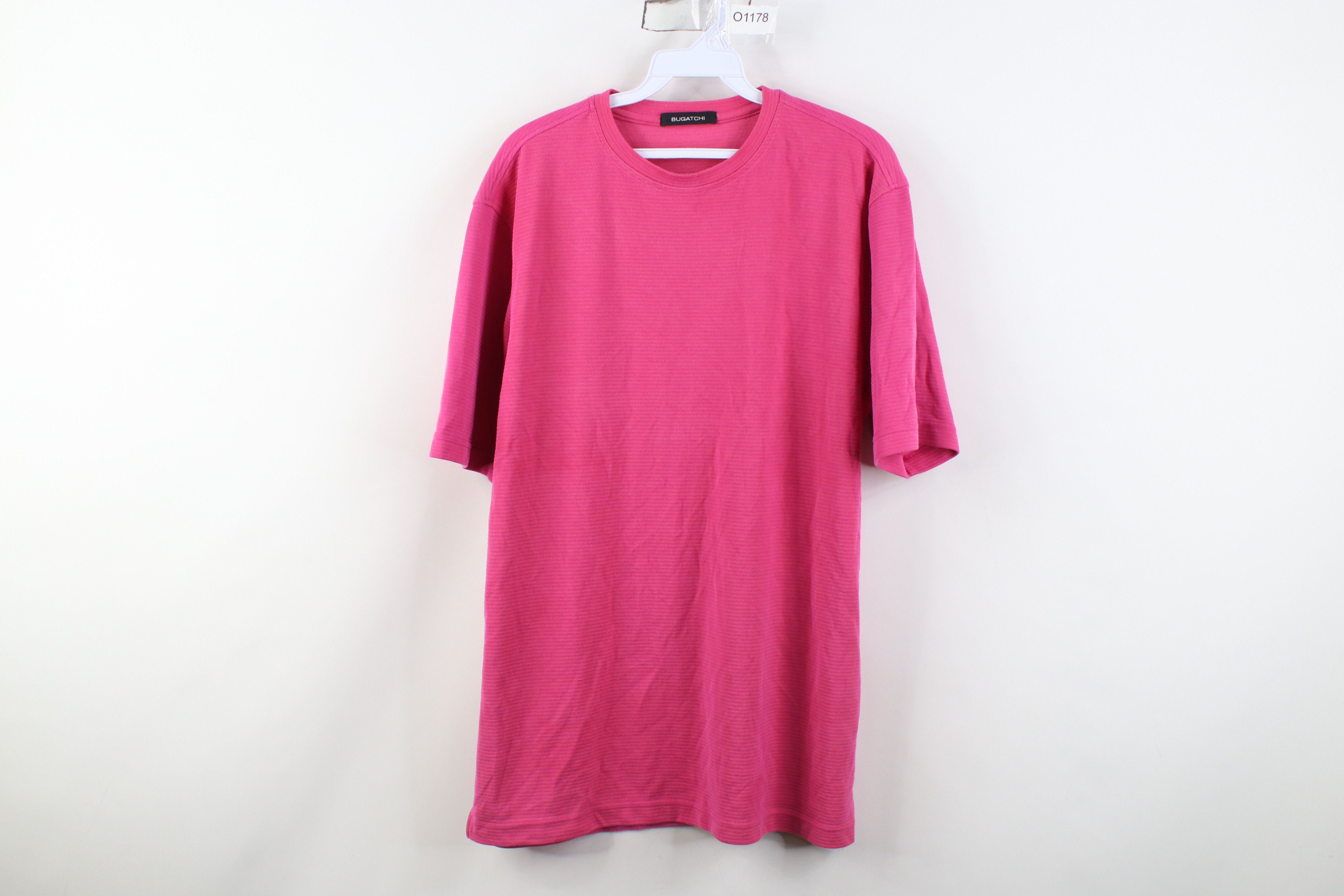 BUGATCHI Bugatchi Blank Faded Thermal Knit Short Sleeve T-Shirt Pink Size US M / EU 48-50 / 2 - 1 Thumbnail