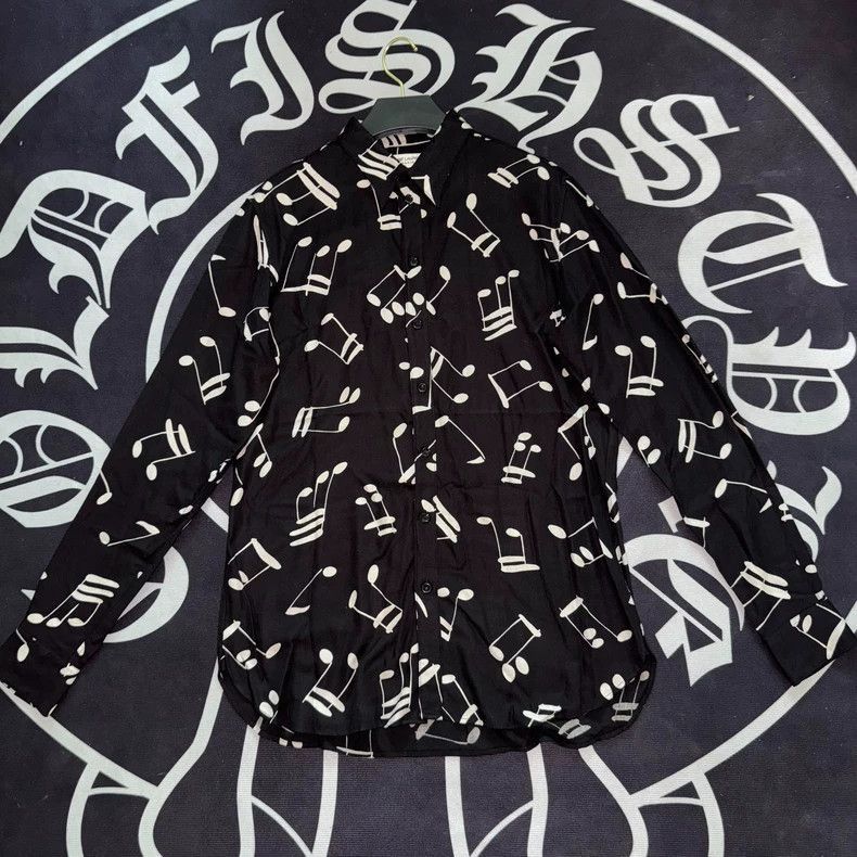 Saint Laurent Paris Saint Laurent Music Note Print Shirt- Size US L / EU 52-54 / 3 - 2 Thumbnail