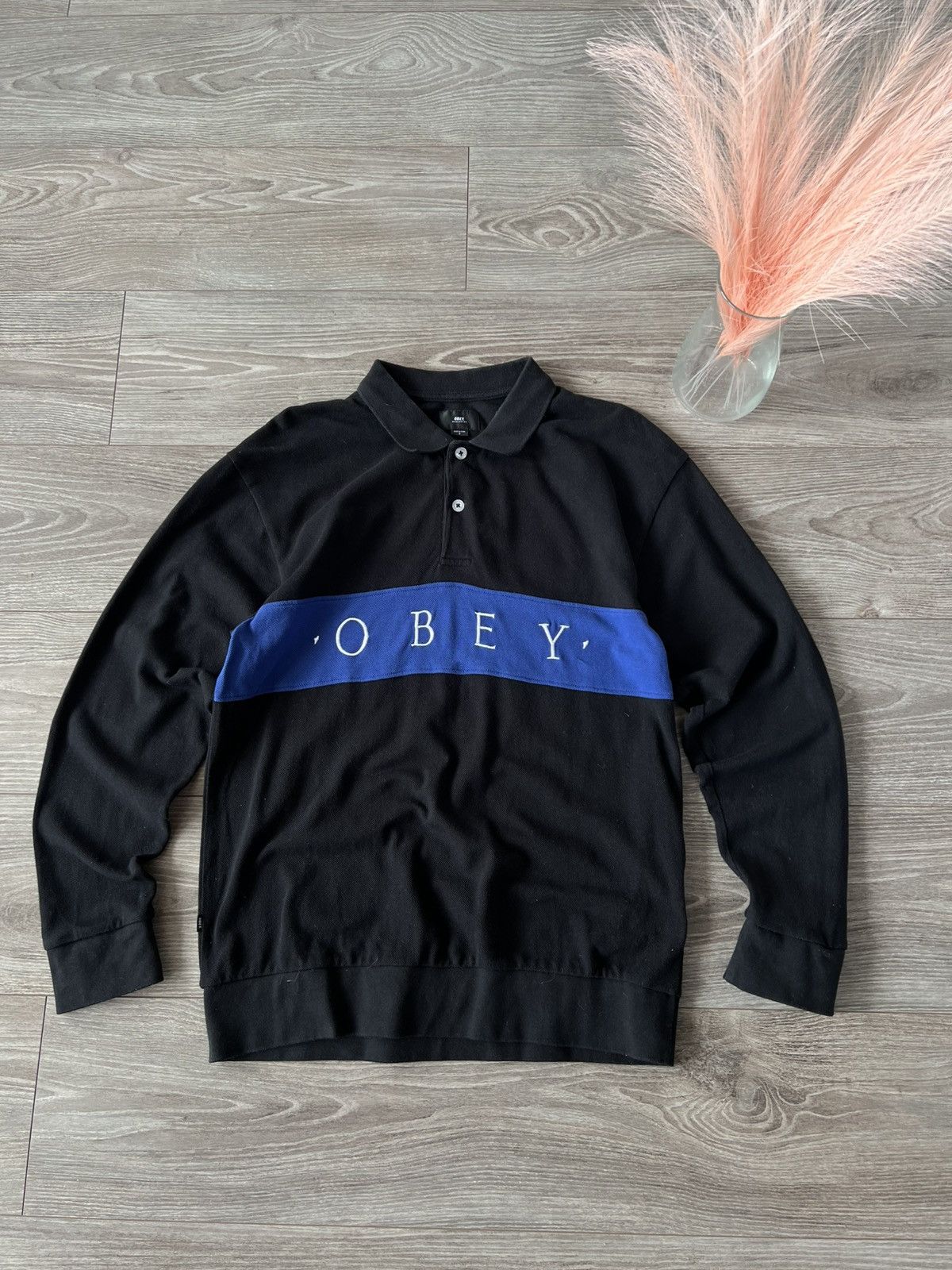 Japanese Brand × Obey ‼️Obey Worldwide Authentic Big Logo Polo Neck Long Sleeve Tee Size US S / EU 44-46 / 1 - 7 Thumbnail