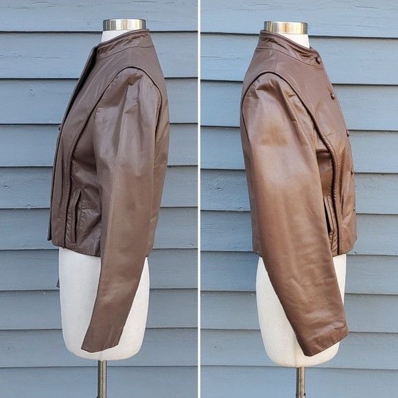 Vintage Vintage 70s Brown Leather Boho Cowgirl Western Bolero Croppe Size S / US 4 / IT 40 - 2 Thumbnail