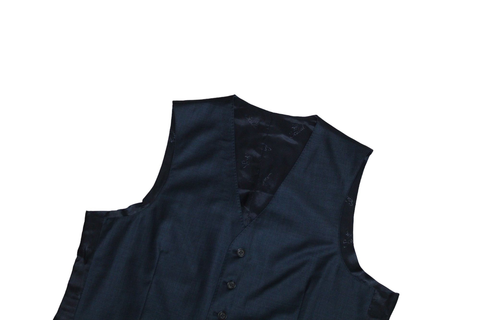 SCABAL Scabal Classic Fit Formal Solid Navy Blue New Wool Waistcoat Size 50S - 4 Thumbnail