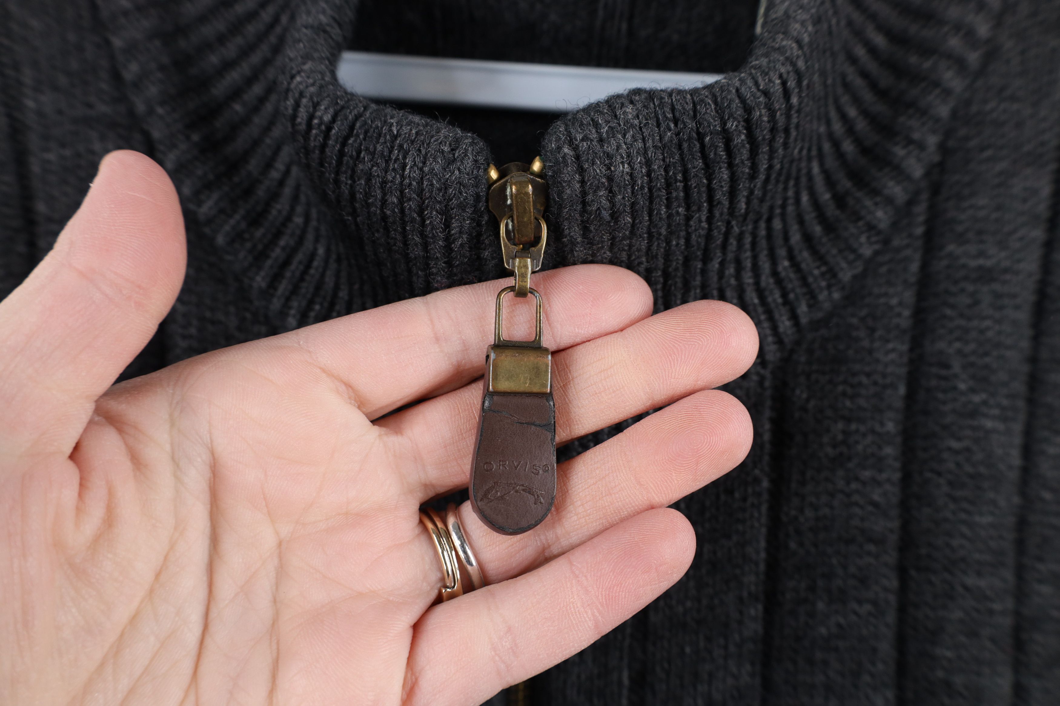 Orvis × Vintage Vintage Orvis Wool Knit Elbow Patch Zip Sweater Jacket Size US L / EU 52-54 / 3 - 8 Thumbnail