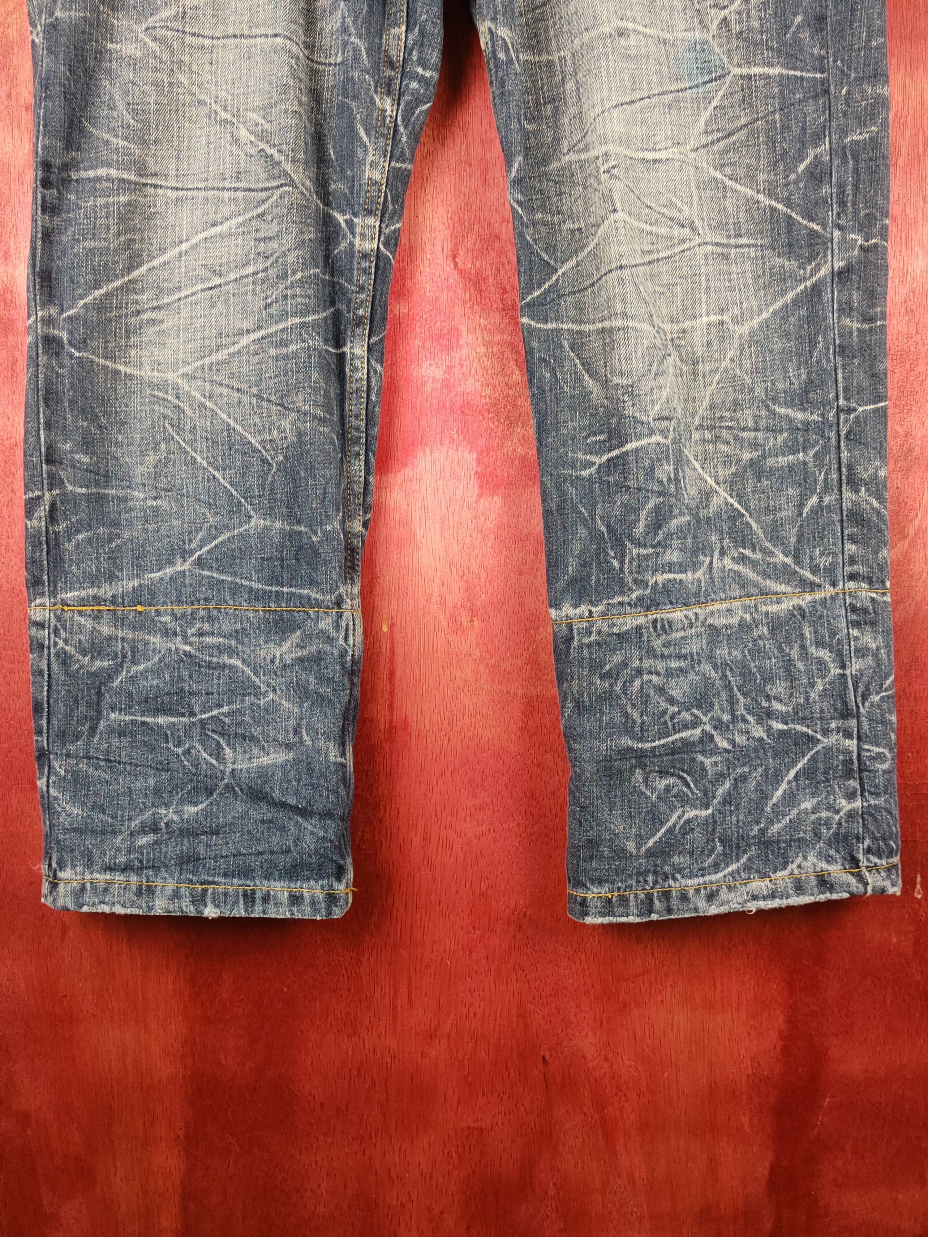 Japanese Brand Nylaus double waist Dark Blue cropped short Denim #S1519 Size US 33 - 3 Thumbnail