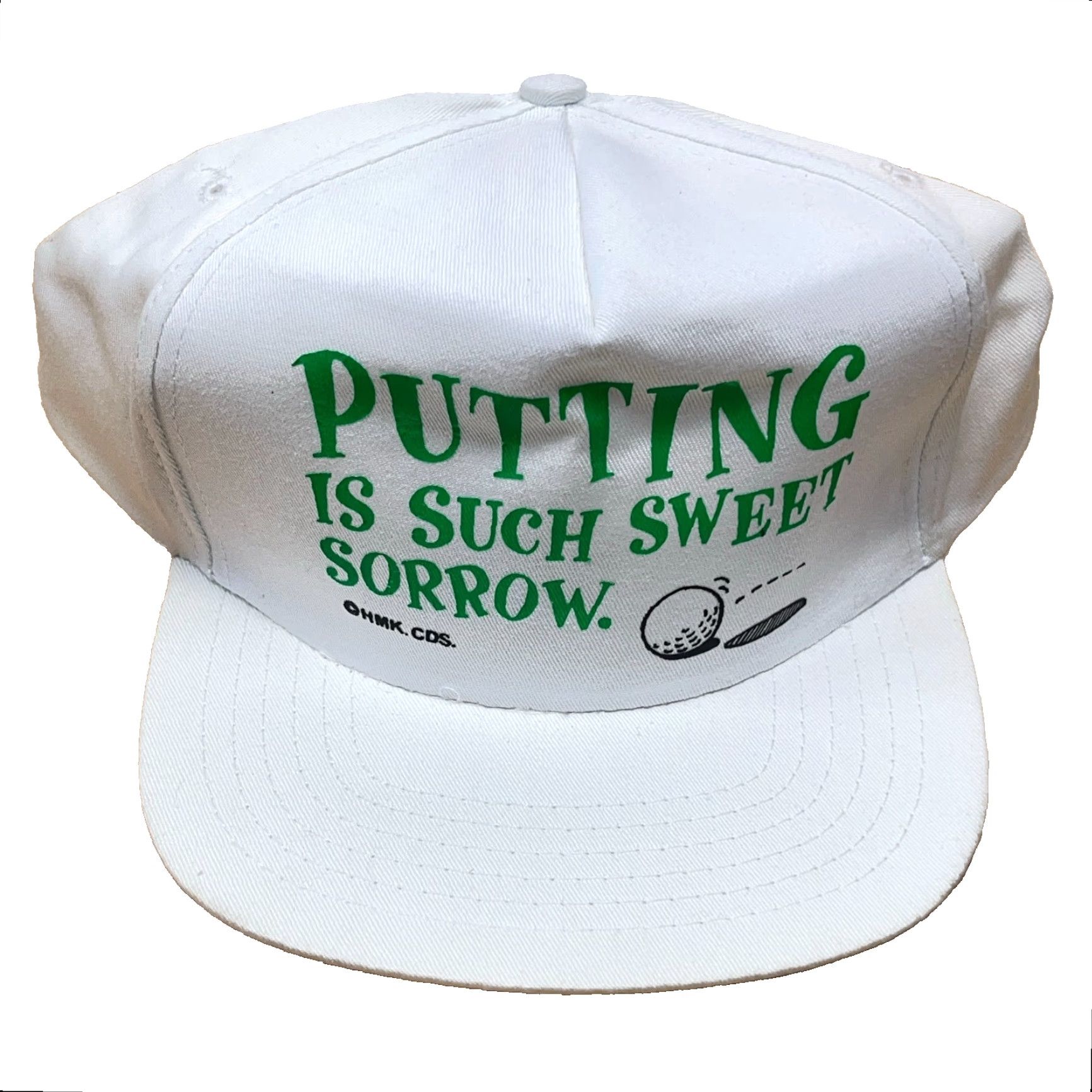 Vintage VINTAGE Golf Hat Cap Snapback WhiteGreen Funny Joke Putting 90s Adult Size ONE SIZE - 2 Thumbnail