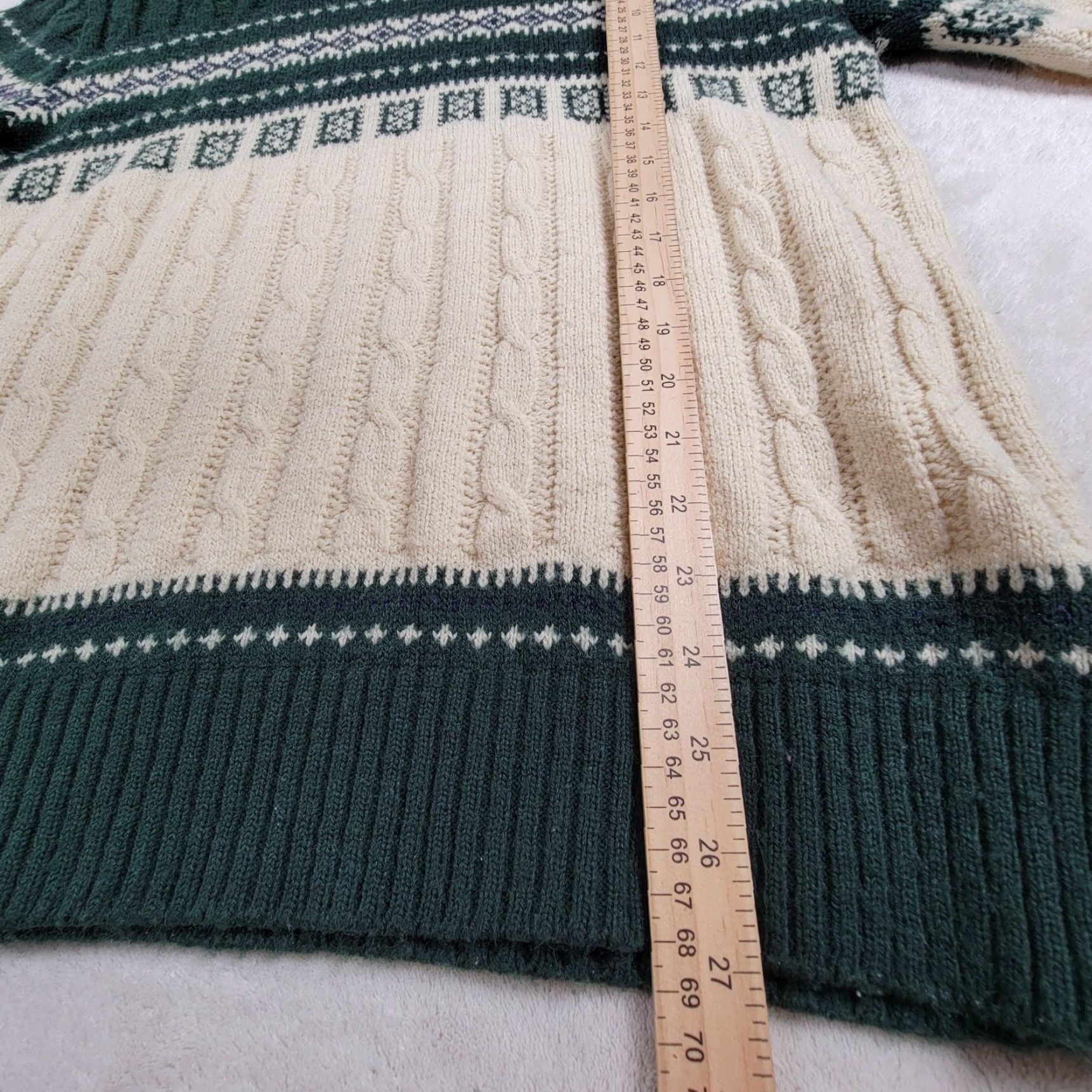 Vintage VINTAGE Beige Geometric Ivory Green Pullover Sweater Mens Medium 1980s Acrylic Size US M / EU 48-50 / 2 - 5 Thumbnail