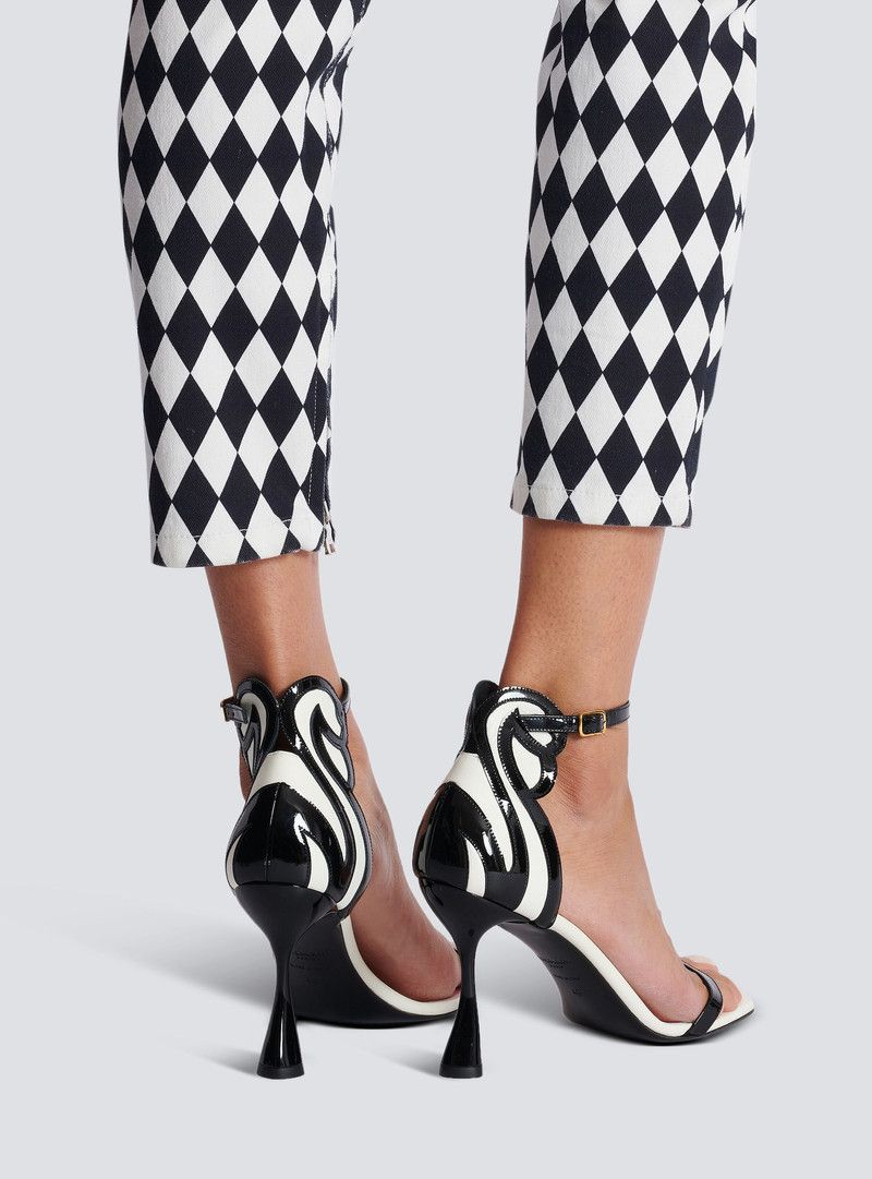 Balmain o1s1wg111225 95mm Eden Two-Tone Leather Sandals in Black Size US 5 / IT 35 - 9 Thumbnail