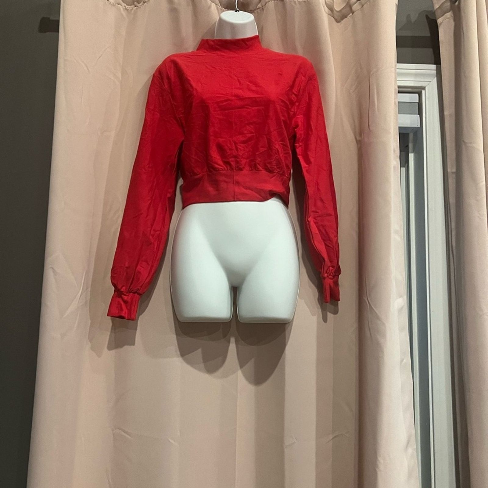 & Other Stories OQQ Red Ribbed Corset Hem Crop Sweatshirt S NWOT Size S / US 4 / IT 40 - 4 Thumbnail