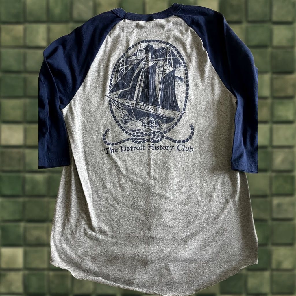 Augusta Sportswear VINTAGE Augusta Sportswear Detroit History Club M Baseball 3/4 Shirt Gray Cotton Sailboat Bridge Two Sided Men M 80s 90s Sailboat Bridge Shirt Size US M / EU 48-50 / 2 - 1 Thumbnail
