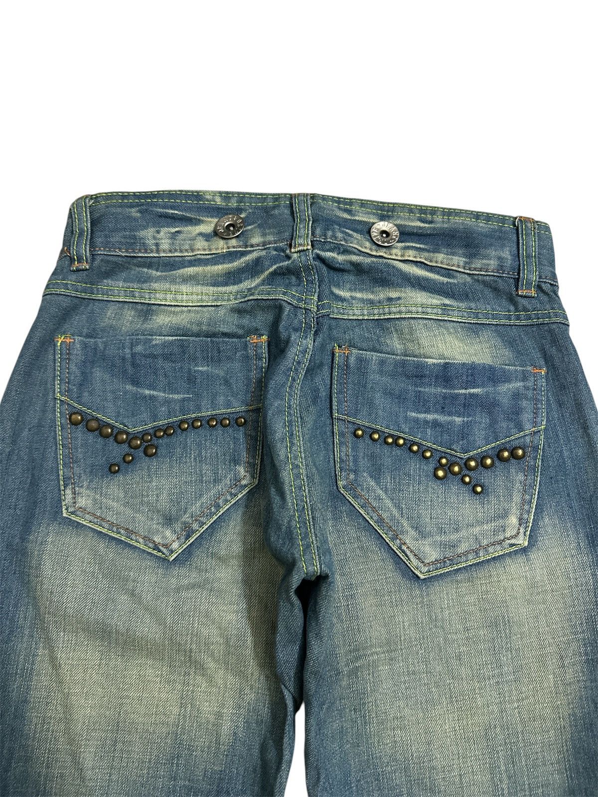 GOA 2000s Drive Jeans Washed Flare Studded Y2K Jeans Goa Lgb Size US 29 - 2 Thumbnail