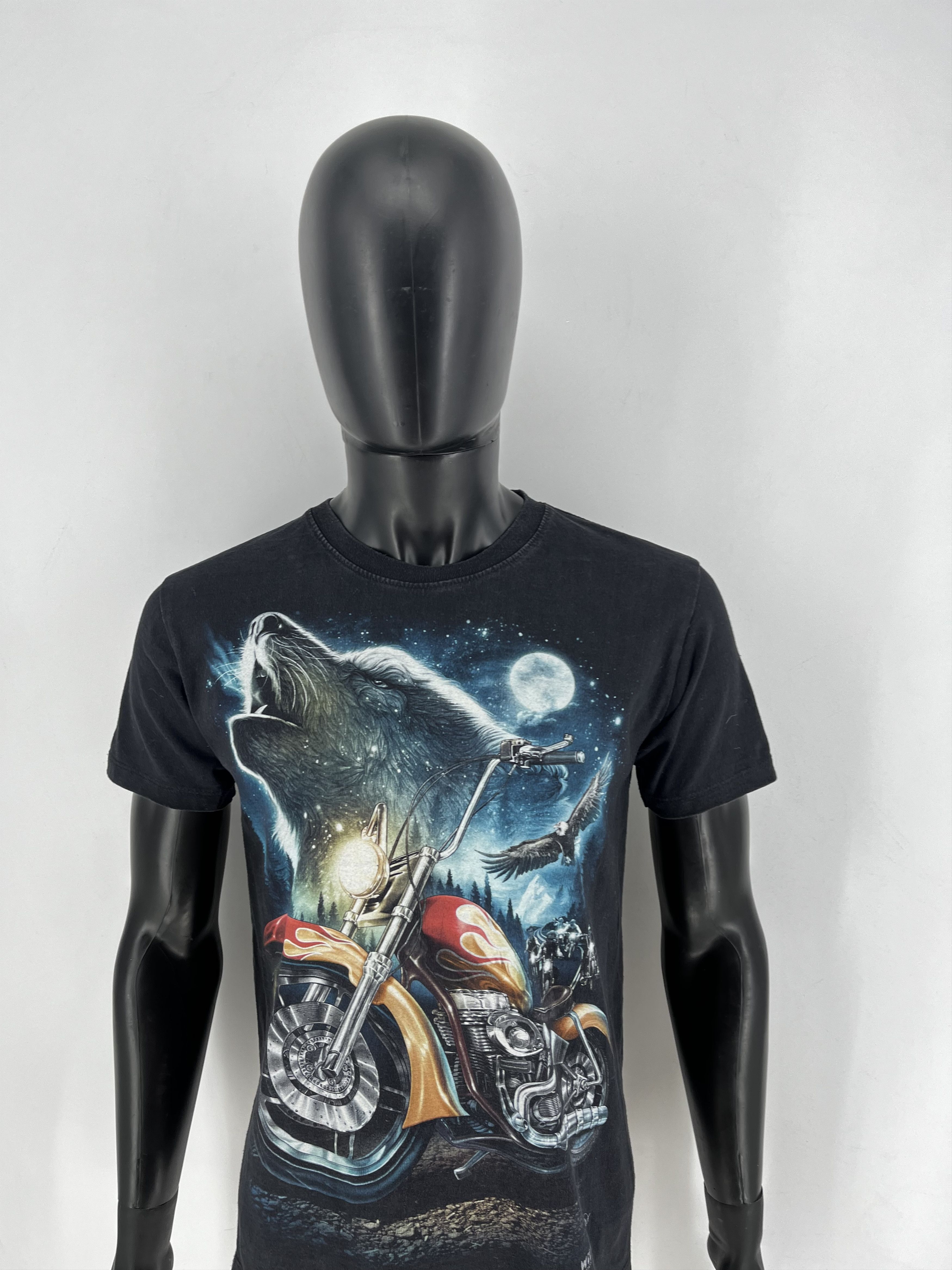 Band Tees Eagle Biker Native Indian Motorbike Front & Back Print Size US M / EU 48-50 / 2 - 6 Thumbnail