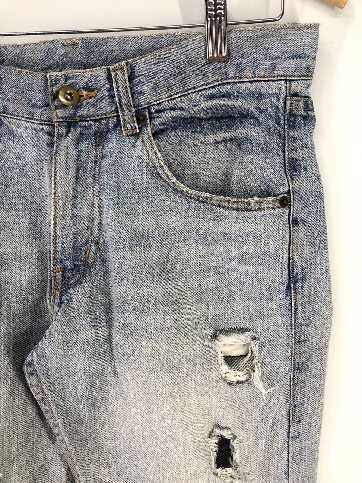 Japanese Brand Vintage Union Station Distressed Light Wash Jeans Size US 30 / EU 46 - 7 Thumbnail