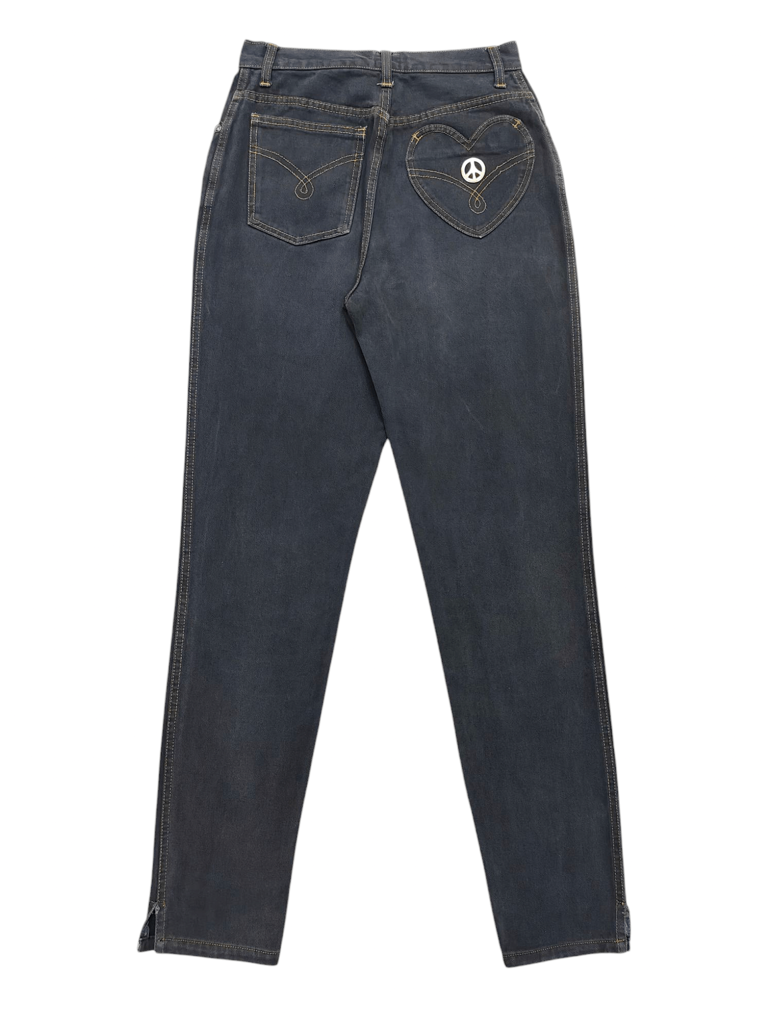 Moschino 90s Moschino🇮🇹 Y2K Peace Symbol Heart Pocket Jeans Size 29" - 1 Thumbnail