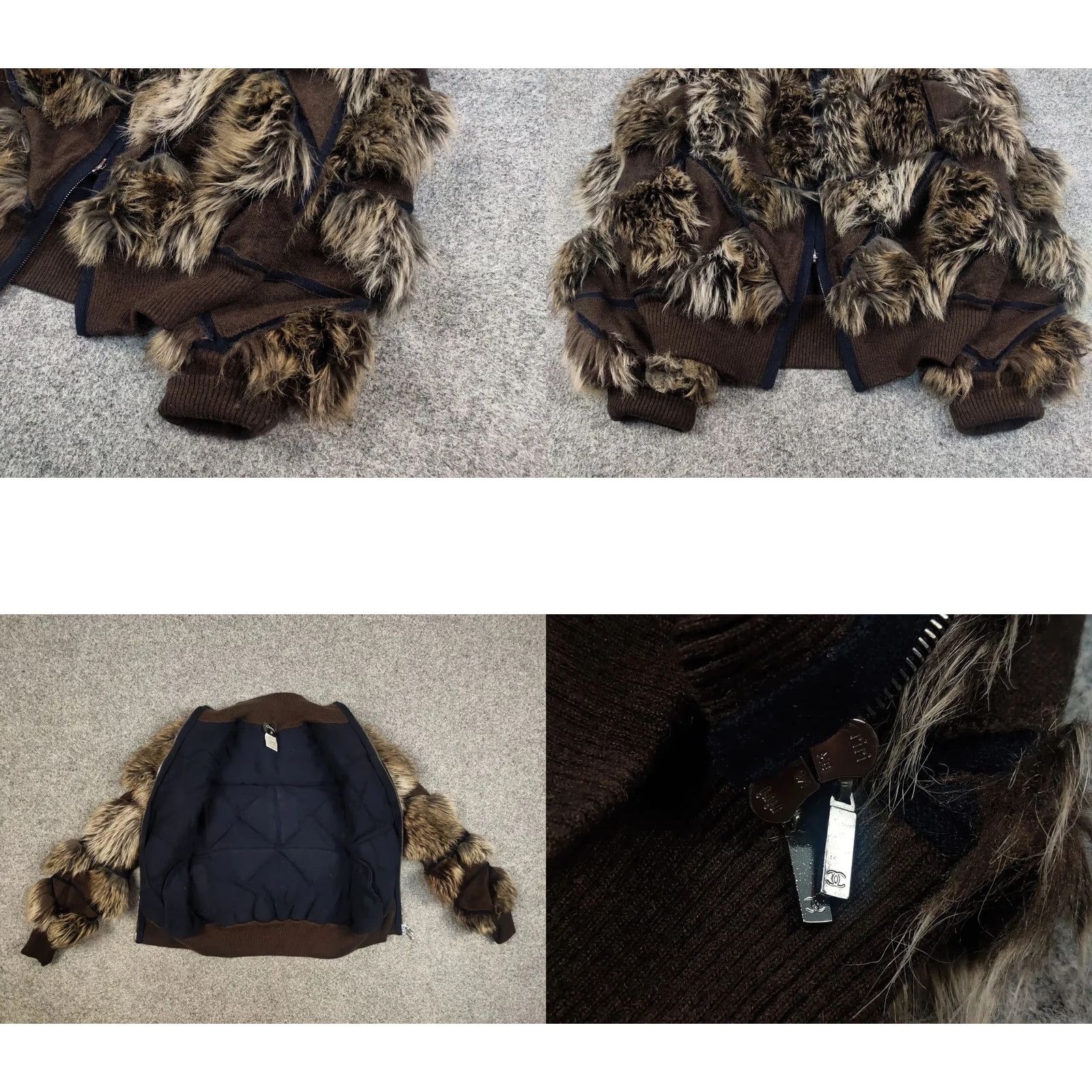 Chanel VINTAGE CHANEL Jacket Women M Brown Cashmere Wool Faux Fur Zip 90s Designer Size M / US 6-8 / IT 42-44 - 9 Thumbnail