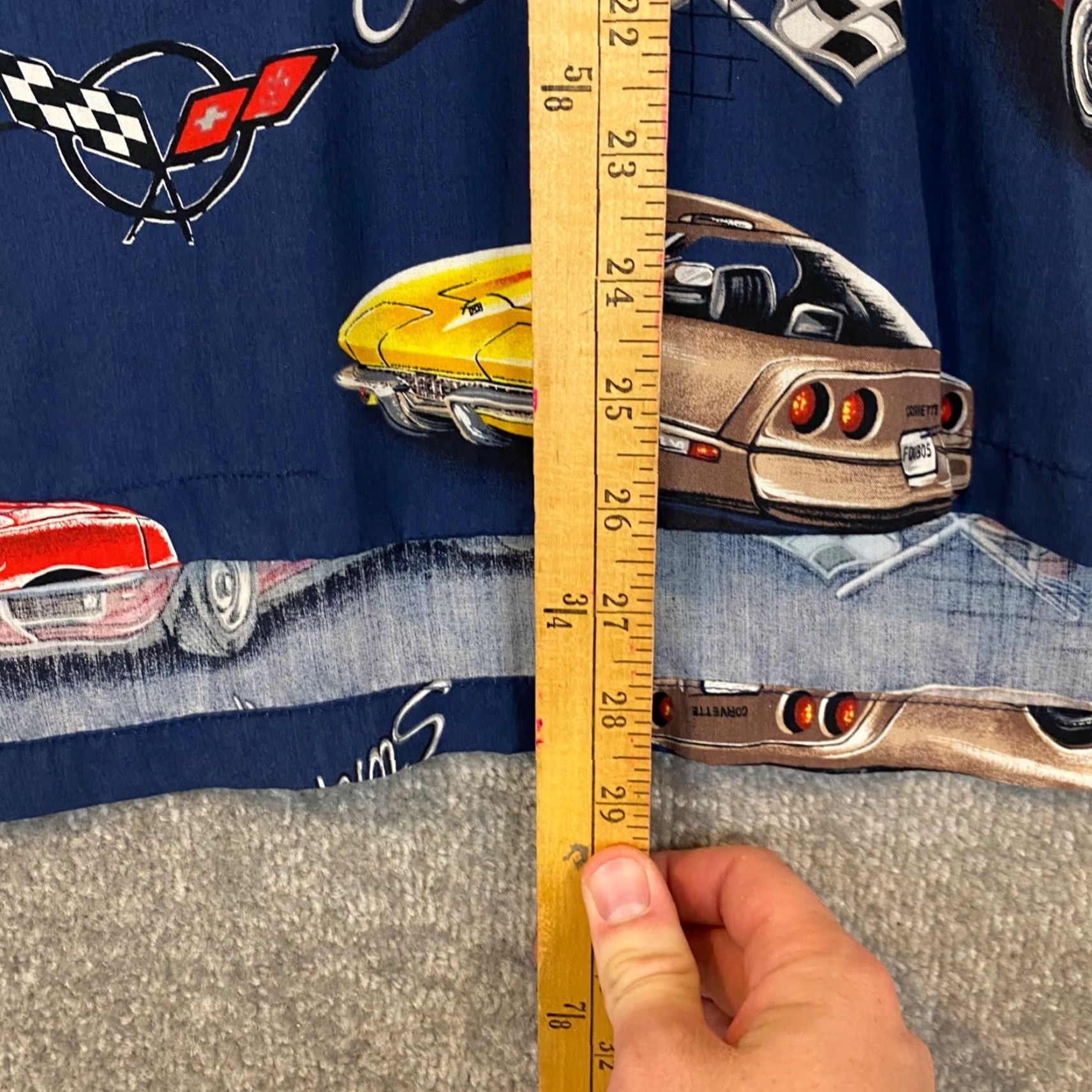 Paradise Paradise Found Shirt Mens XL Blue Chevrolet Stingray Chevy Car Automobile Button-Up-Short Sleeve-Geometry Pattern- Cars Classic Outdoor Mens Size US XL / EU 56 / 4 - 5 Thumbnail