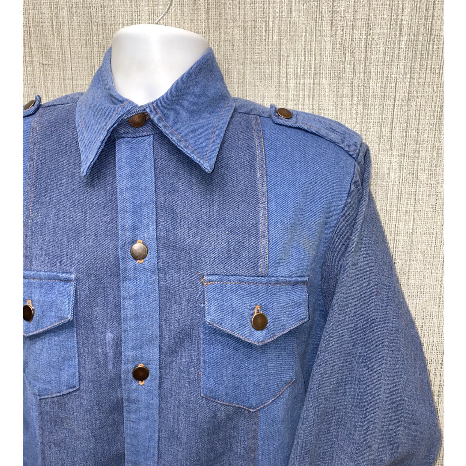 Vintage Big Yank Shirt Men Blue Polyester Blend Long Sleeve Button Front Size M Size US M / EU 48-50 / 2 - 2 Thumbnail