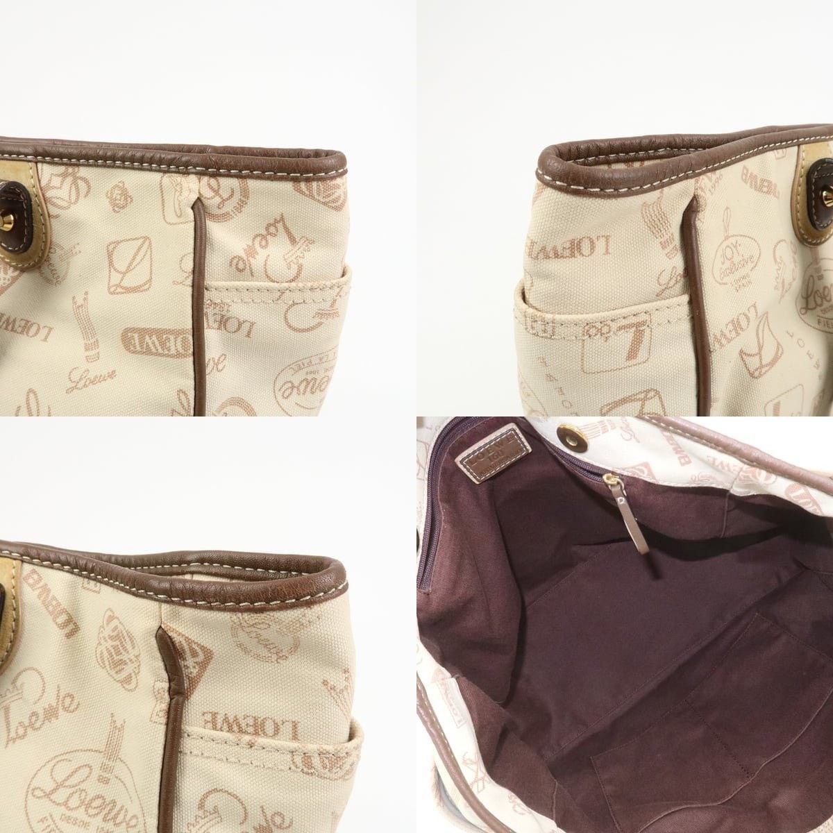 Loewe Loewe Anagram Canvas & Suede Tote Ivory Size ONE SIZE - 6 Thumbnail