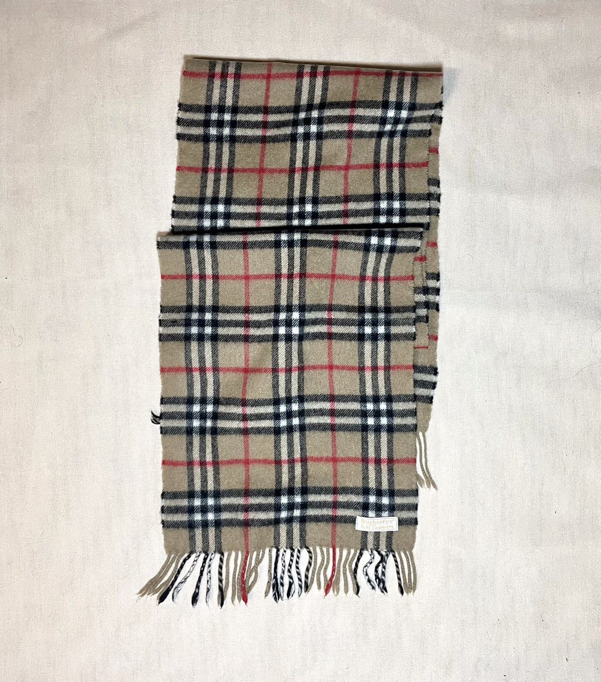 Vintage Burberry London cashmere tartan brown beige scarf Size ONE SIZE - 6 Thumbnail