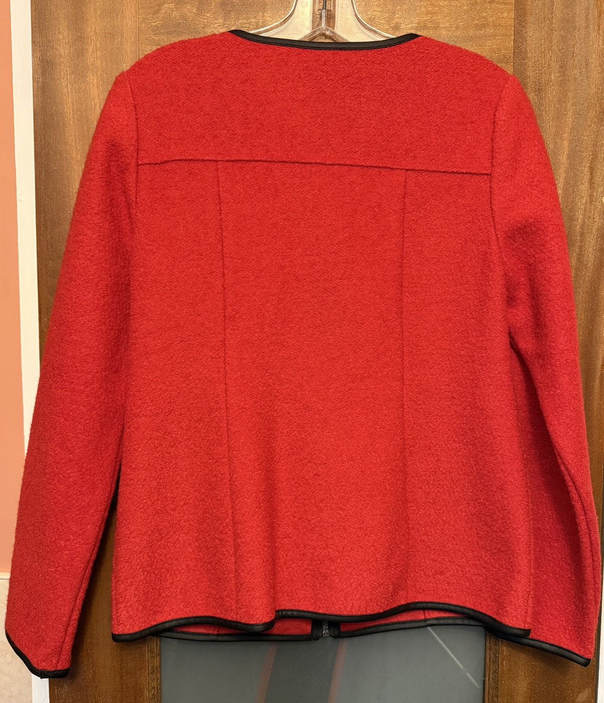 Chicos Chico’s Women’s Red Wool Blend Full Zip Faux Leather Size S / US 4 / IT 40 - 6 Thumbnail