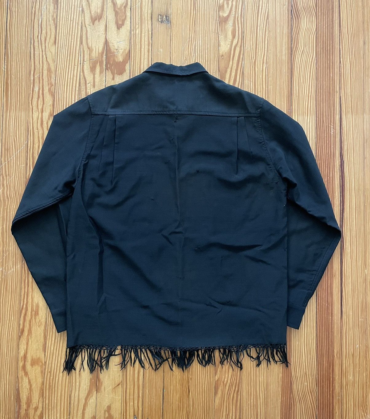 Bode Grail Bode Fringe Button Down Shirt Black Faded Repaired Size US L / EU 52-54 / 3 - 2 Thumbnail