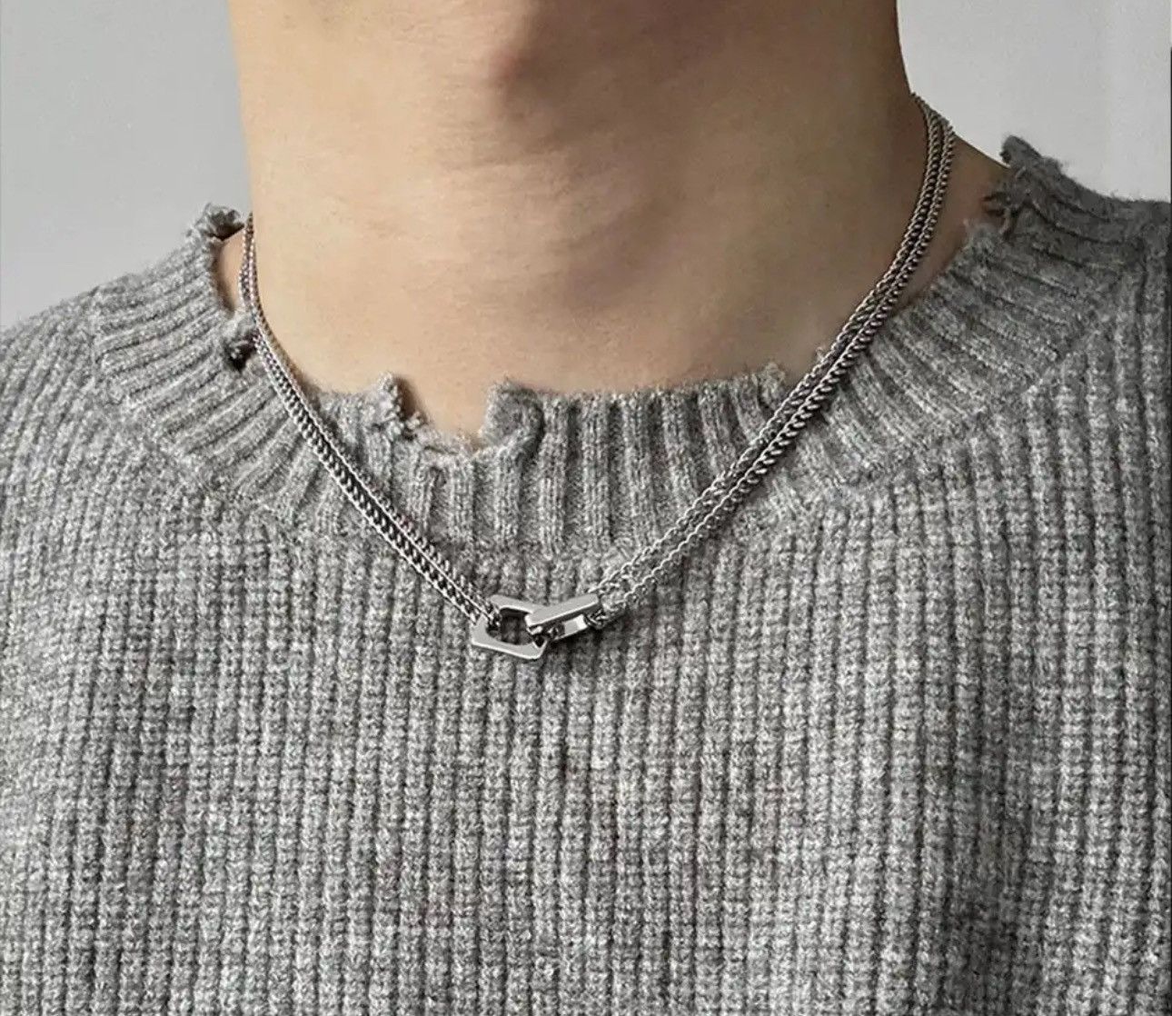 Jewelry Double Block Lock Necklace Size ONE SIZE - 1 Thumbnail