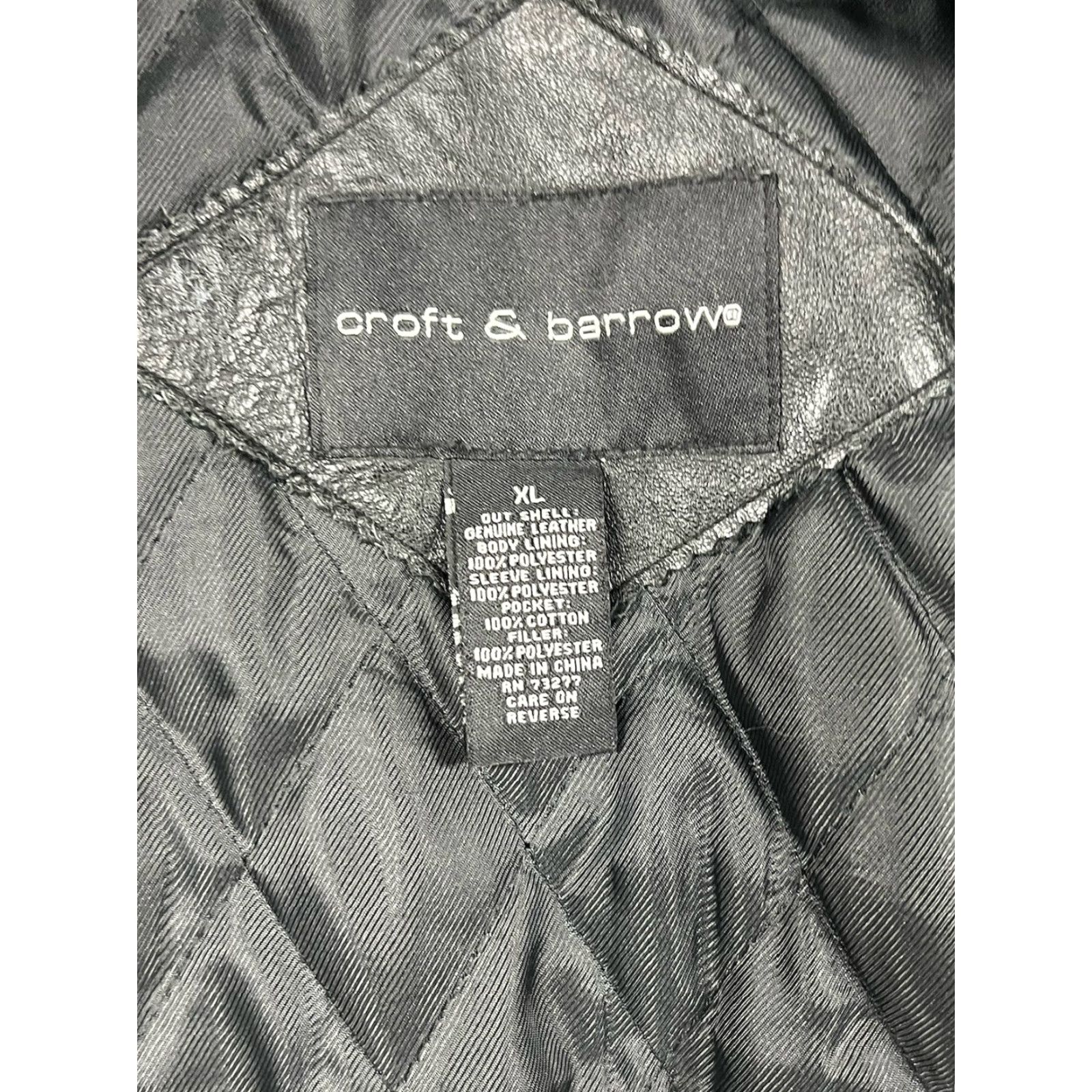 Croft & Barrow Croft & Barrow Leather Bomber Jacket Coat Men’s XL Black Quilted Lining Zip Size US XL / EU 56 / 4 - 4 Thumbnail