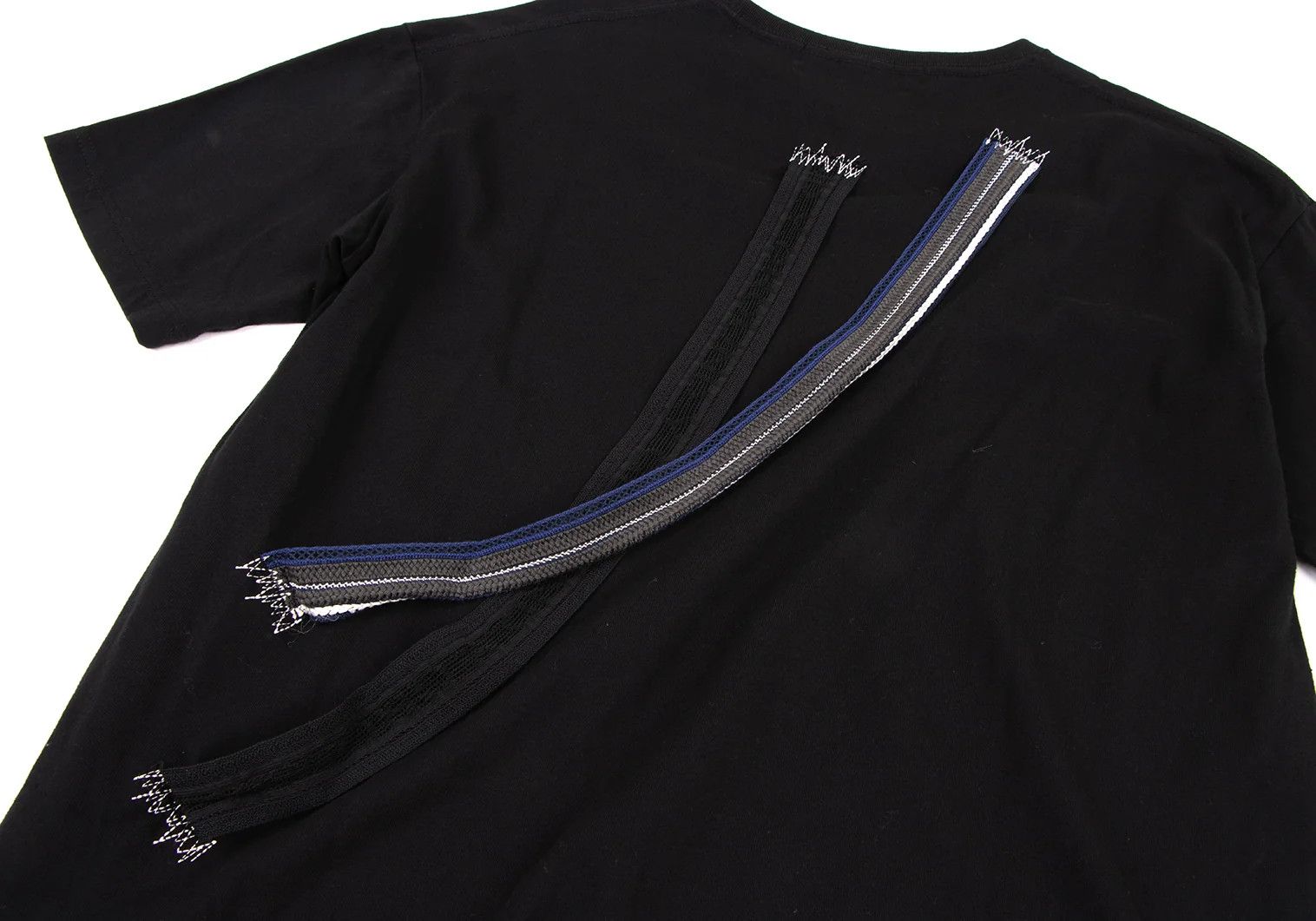 Yohji Yamamoto Tape-Decorated T-Shirt in Black, Size 2 Size US M / EU 48-50 / 2 - 2 Thumbnail