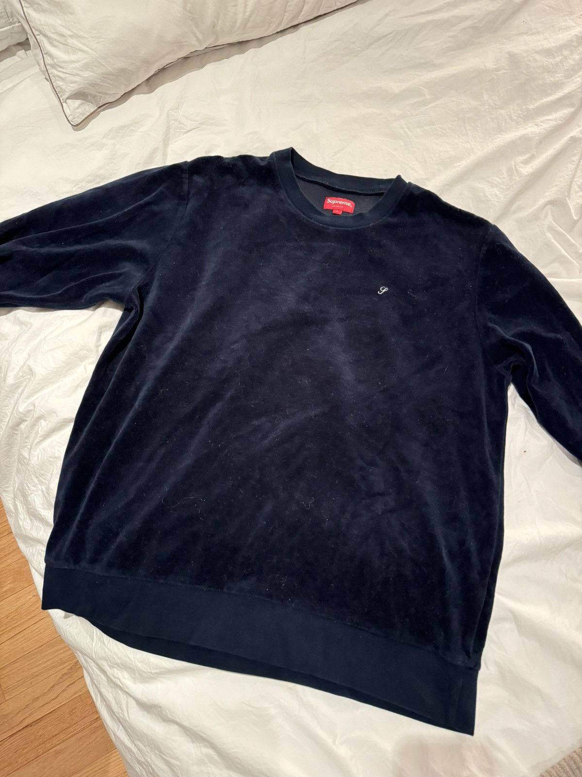 Supreme Supreme velour navy crew neck Size US L / EU 52-54 / 3 - 1 Thumbnail