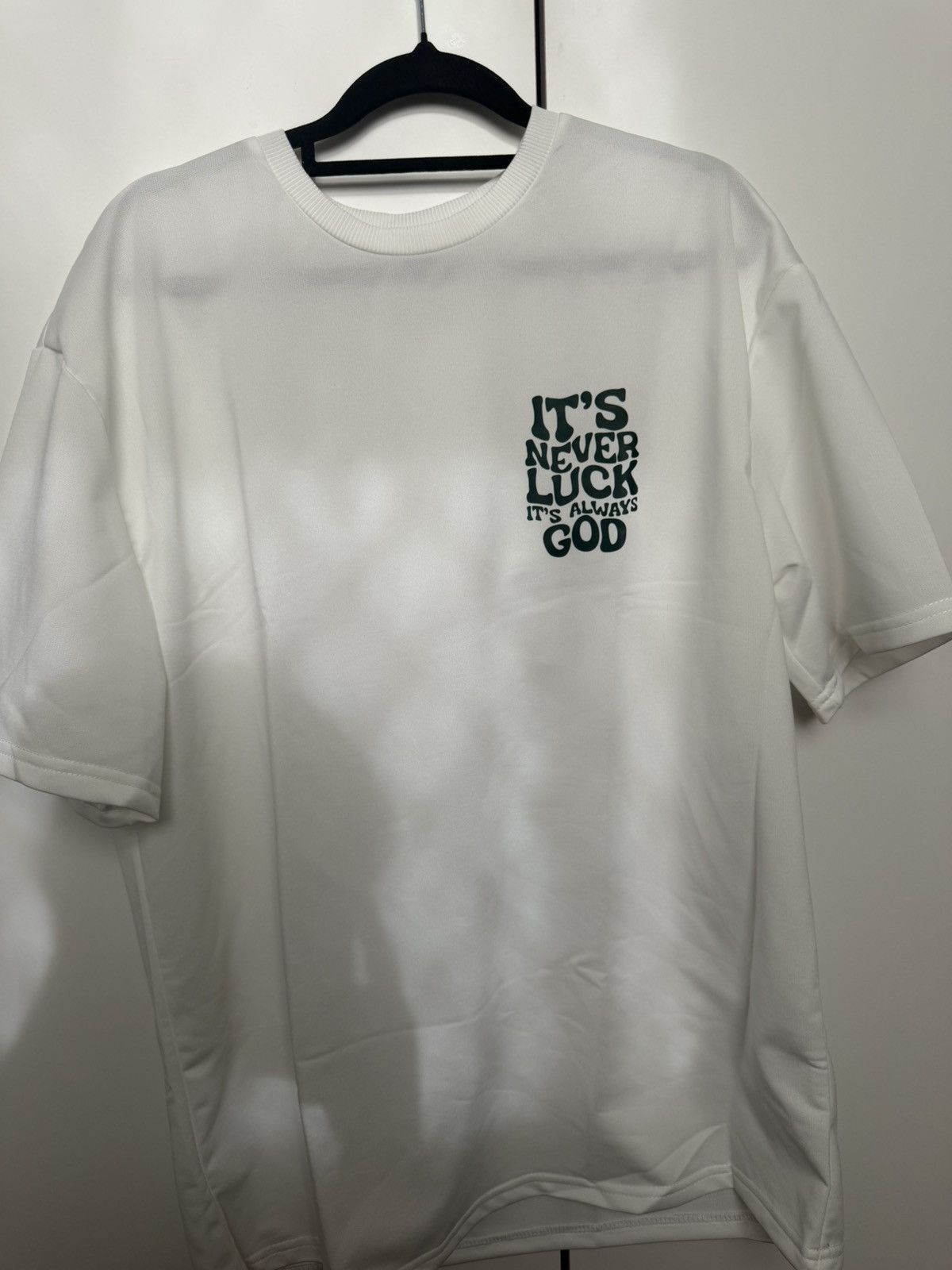 Other white & green "It's never luck it's always God" t-shirt Size US M / EU 48-50 / 2 - 3 Thumbnail
