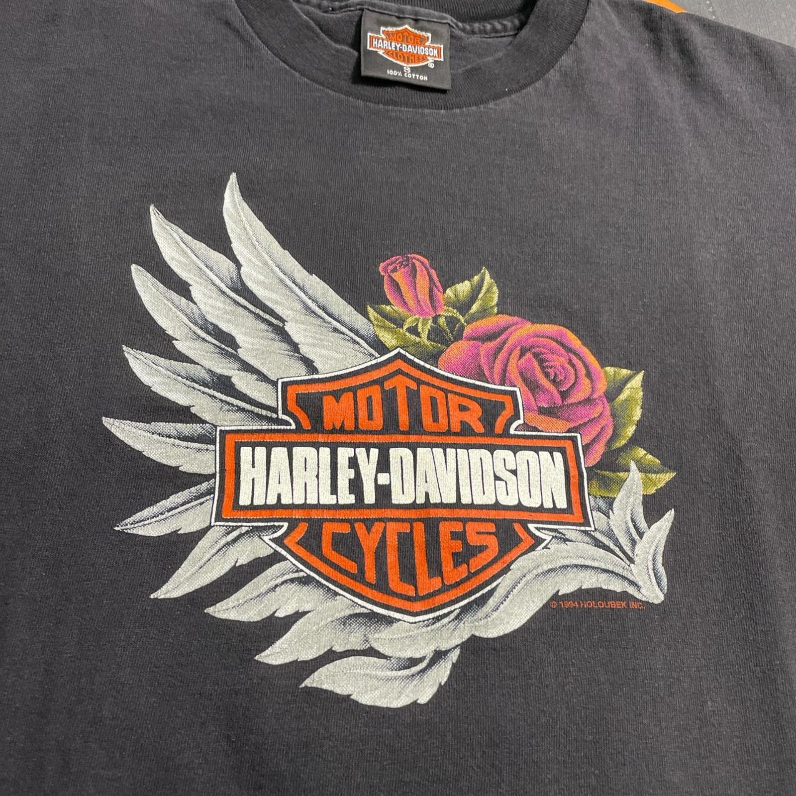 Harley Davidson × Vintage Vintage 1994 Harley Davidson Motorcycles Roses T-Shirt RARE Size S / US 4 / IT 40 - 3 Thumbnail