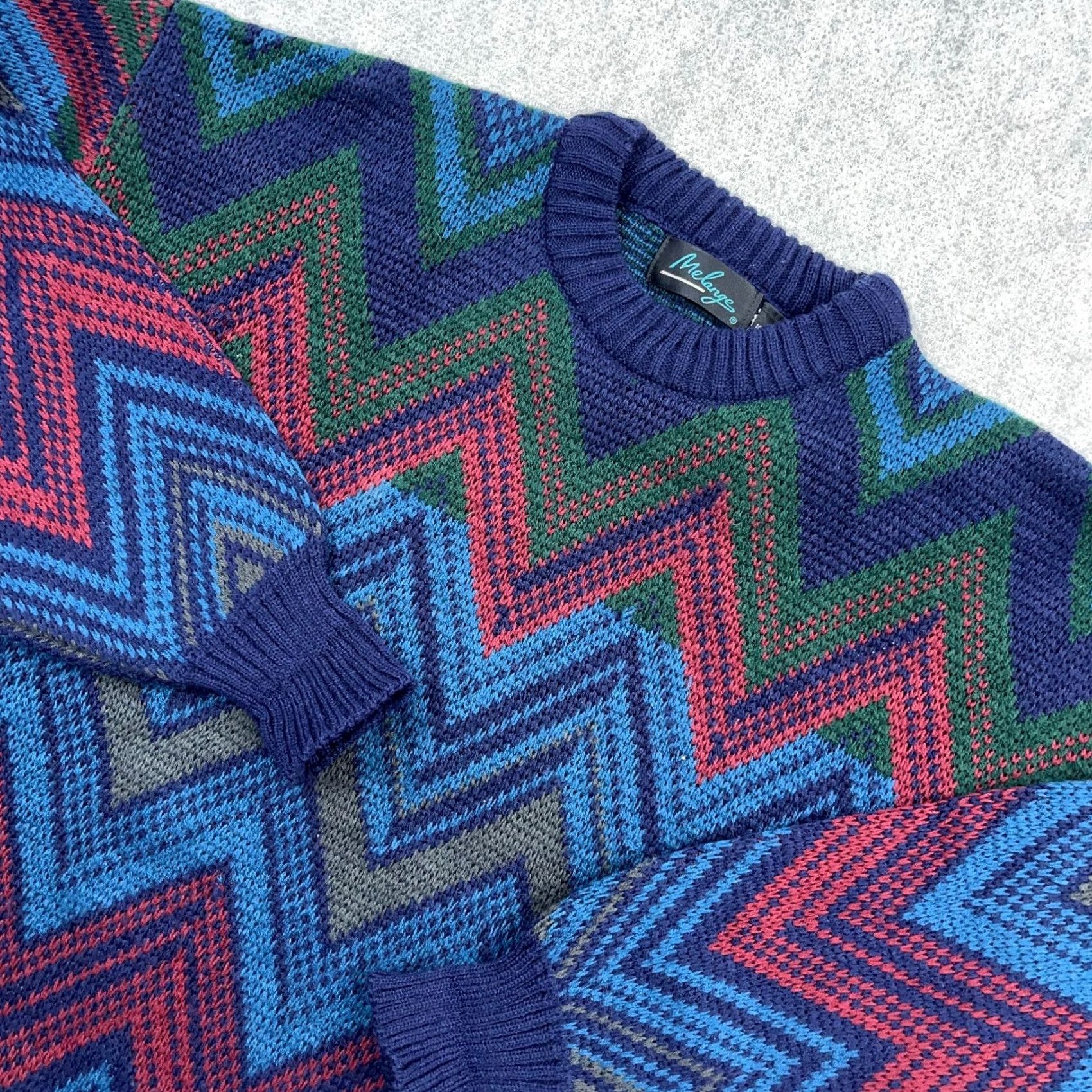 Vintage VINTAGE Grandpa Sweater Mens XL Blue Geometric Crewneck 80s 90s Cosby Hip Hop Retro Streetwear Size US XL / EU 56 / 4 - 2 Thumbnail