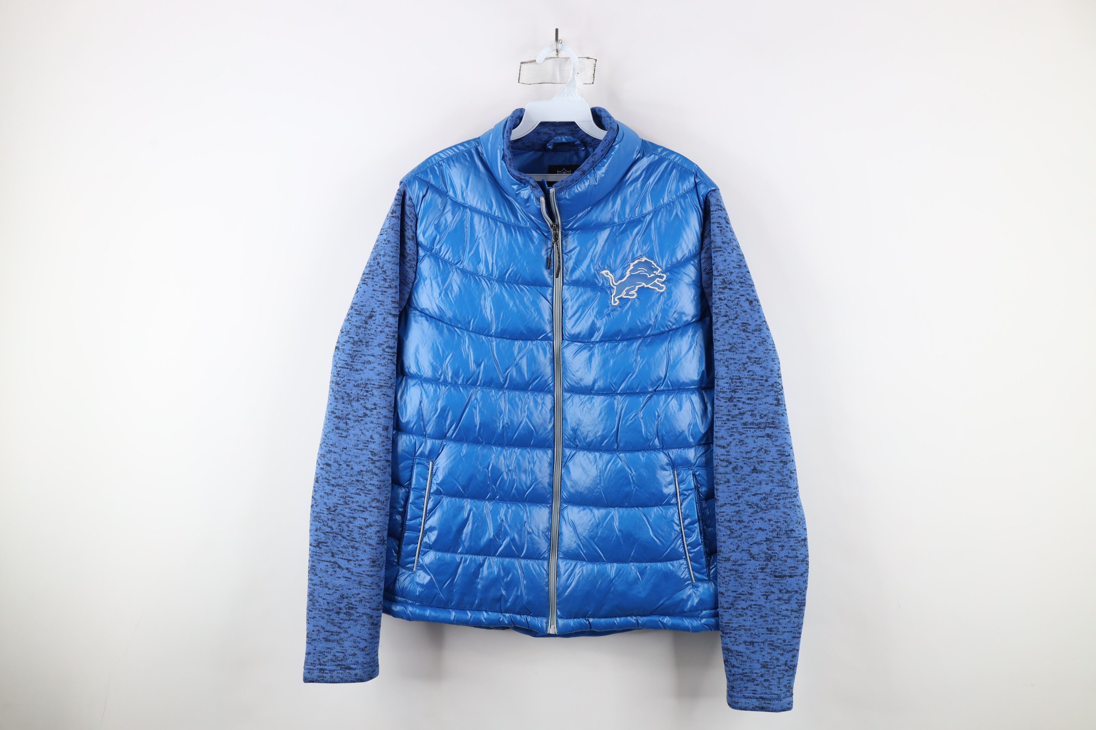 Vintage Vintage NFL Lions Football Puffer Sweater Jacket Blue Size XXL / US 16-18 / IT 52-54 - 1 Thumbnail