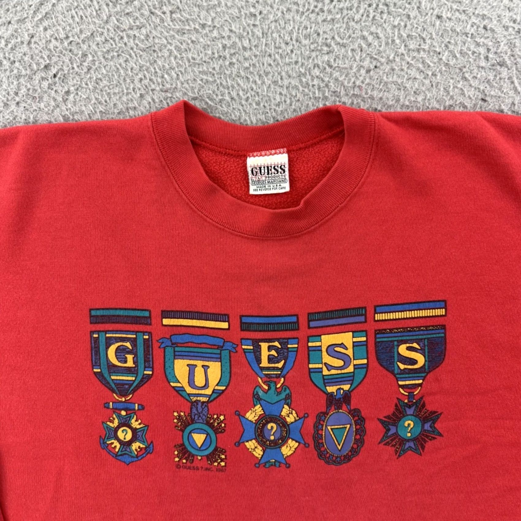 Guess VINTAGE Guess Sweatshirt Adult Large Red Crop 80s Georges Marciano Grunge Street USA 80s Mens Size US L / EU 52-54 / 3 - 3 Thumbnail