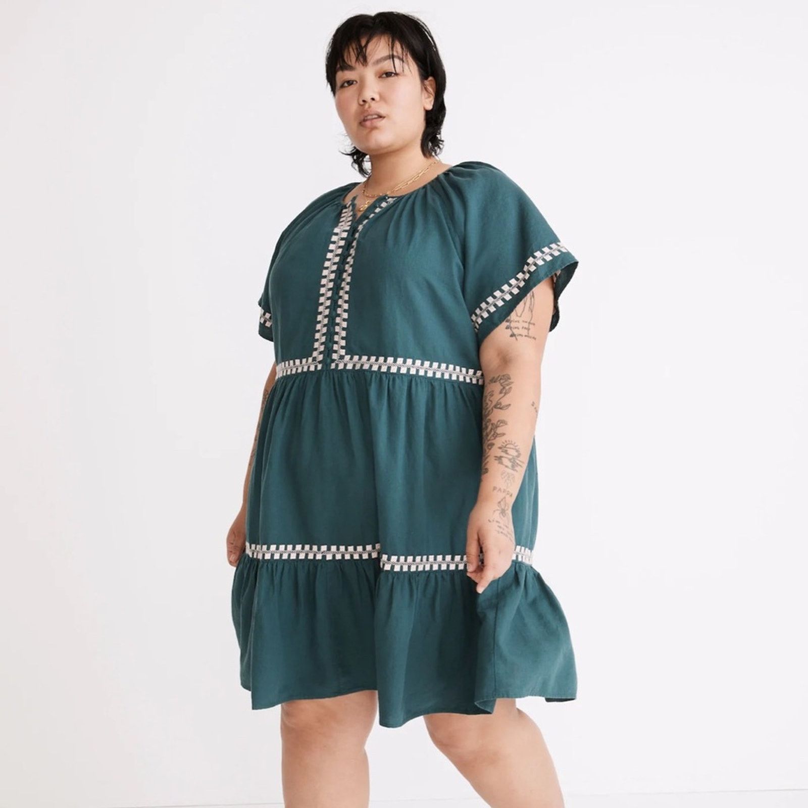 Madewell NWT Madewell NWT Linen Blend Flutter Sleeve Mini Dress Size XXS / US 00 / IT 34 - 2 Thumbnail