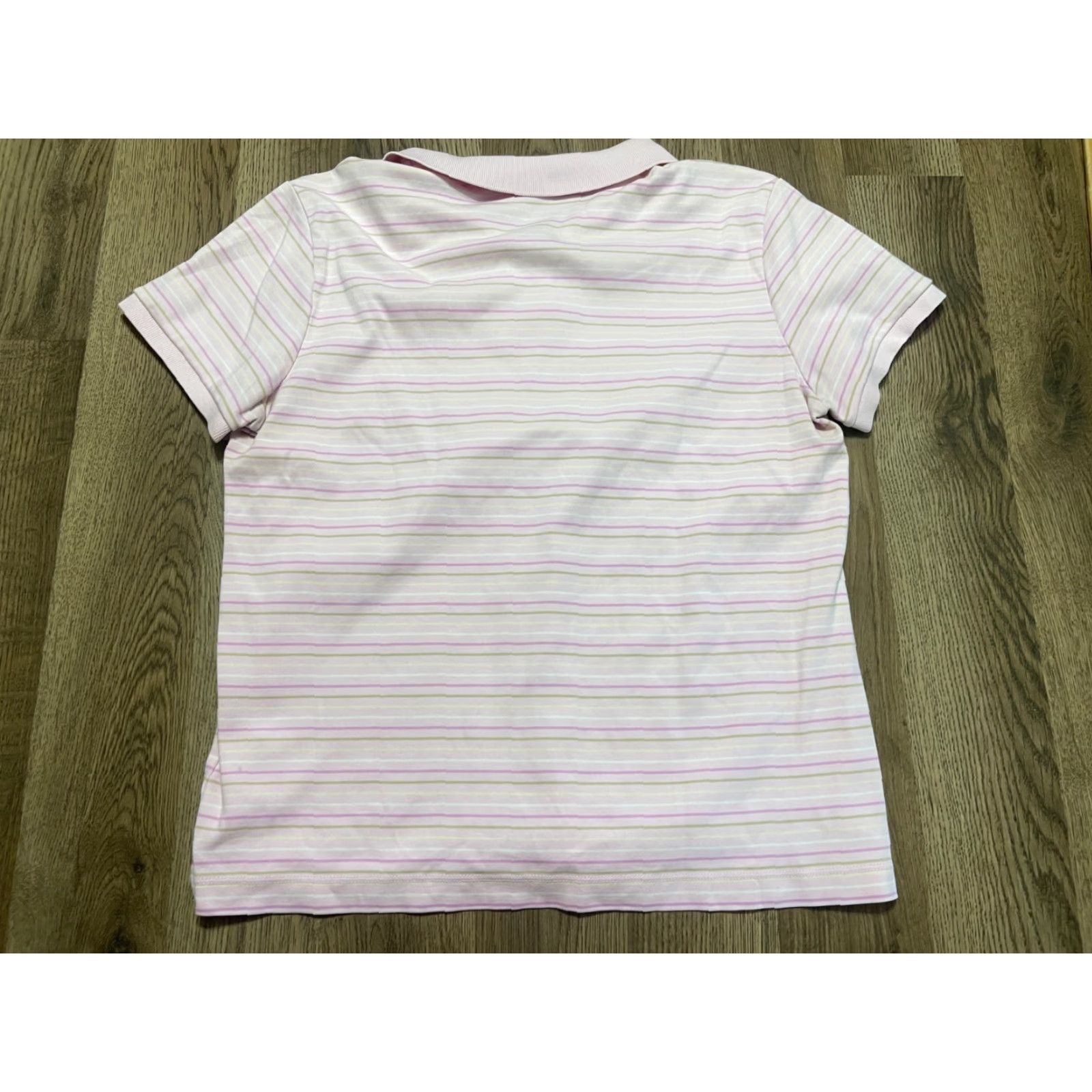 Lands' End Lands' End Shirt Polo Short Sleeve Womens Medium Yellow Pink Green White Button Collared Casual Modern Lightweight Regular Size M / US 6-8 / IT 42-44 - 2 Thumbnail