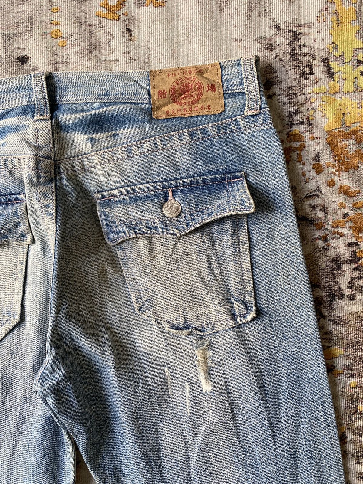 Japanese Brand Japanese Traditional Design Dragons Print Blue Faded Denim Size US 35 - 15 Thumbnail