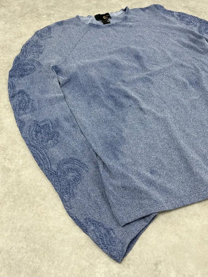 Just Cavalli 2000s Cavalli Blue Floral Longsleeves Size US S / EU 44-46 / 1 - 4 Thumbnail