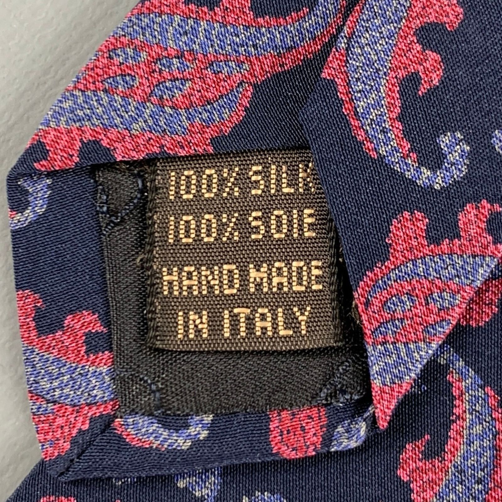 Valentino VALENTINO Navy Multi-Color Paisley Silk Tie Size ONE SIZE - 5 Thumbnail