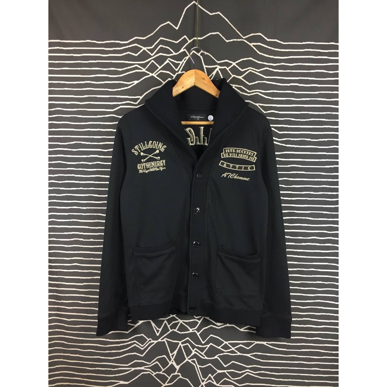 In The Attic × Japanese Brand × Seditionaries In The Attic Homme Skull Embroidered Shawl Collar Cardigan Size US M / EU 48-50 / 2 - 8 Thumbnail