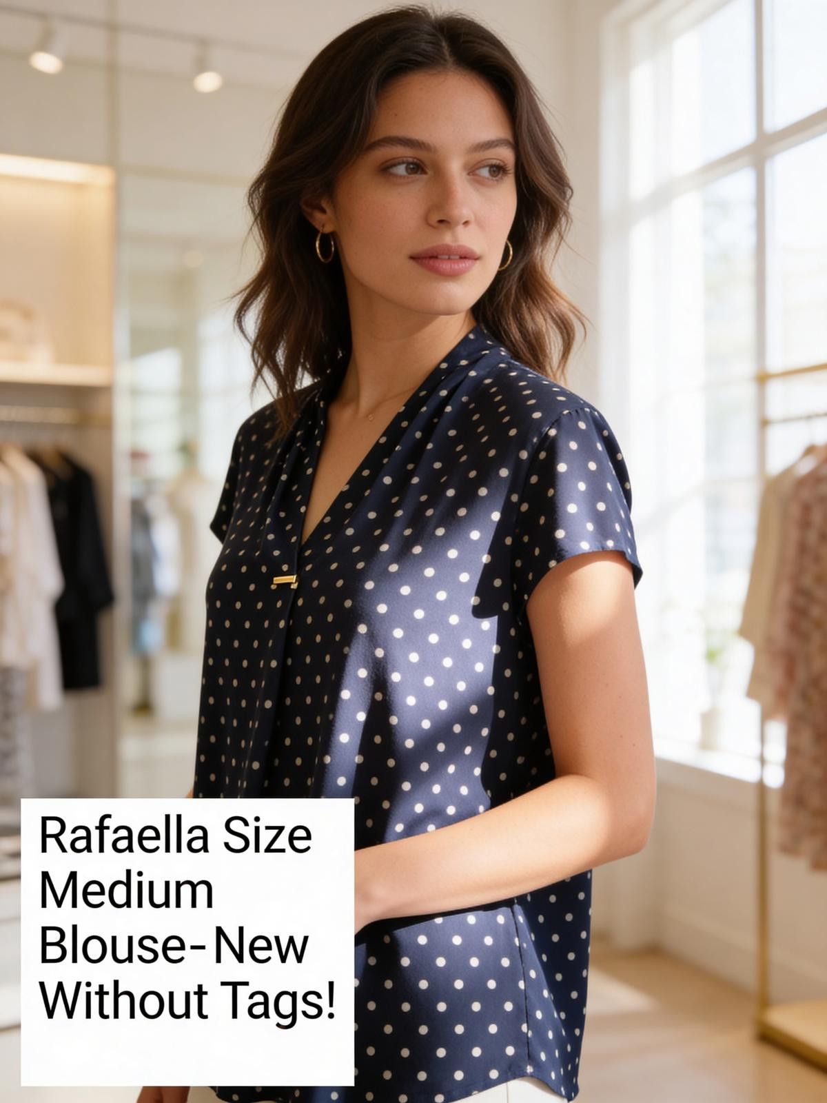 Other Rafaella Medium Navy Blue Polka Dot Blouse - New WithoutTags Size M / US 6-8 / IT 42-44 - 1 Thumbnail