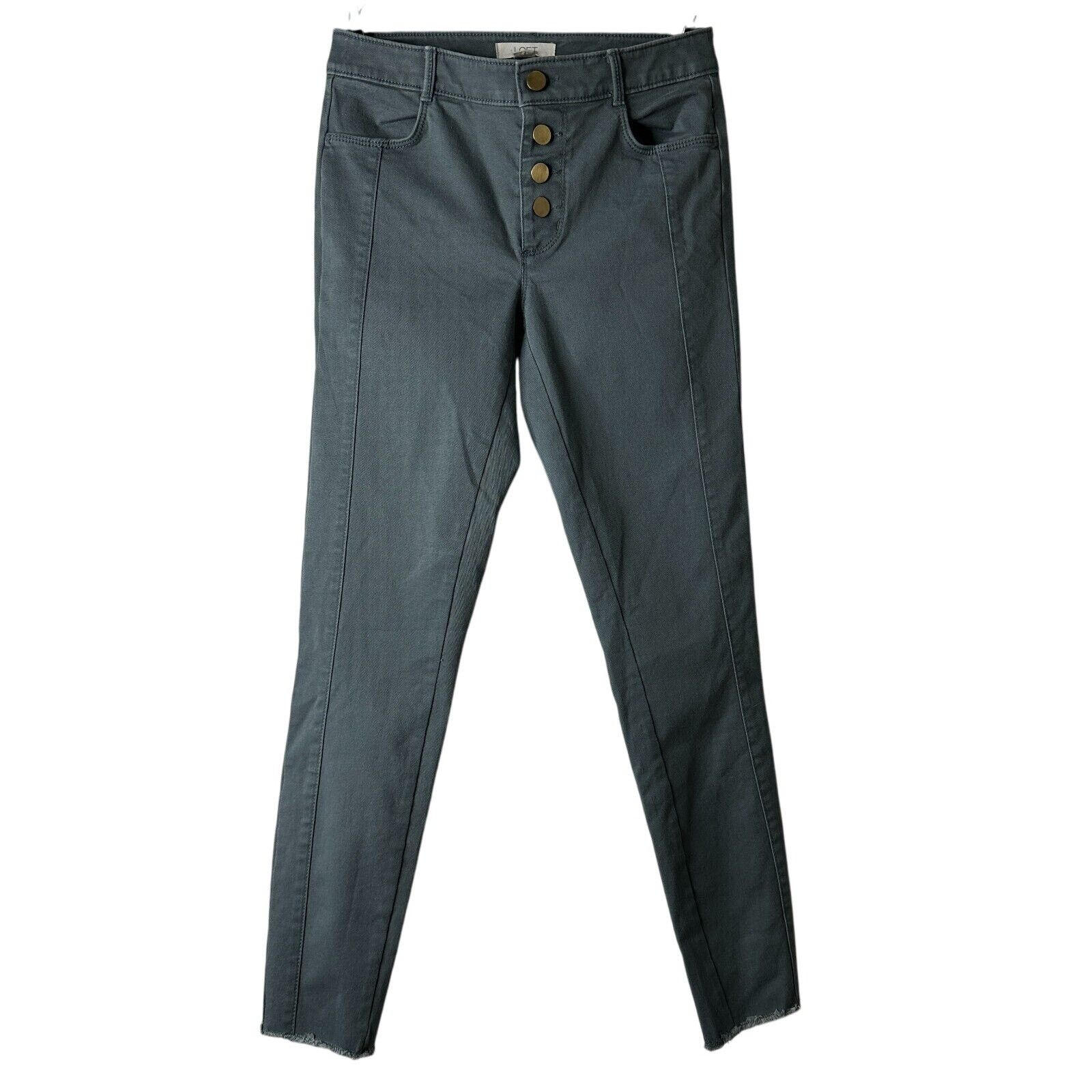 Loft Loft Slate Gray Button Fly Frayed Hem Jean Front Stitch 00 Size 24" / US 00 / IT 34 - 1 Thumbnail