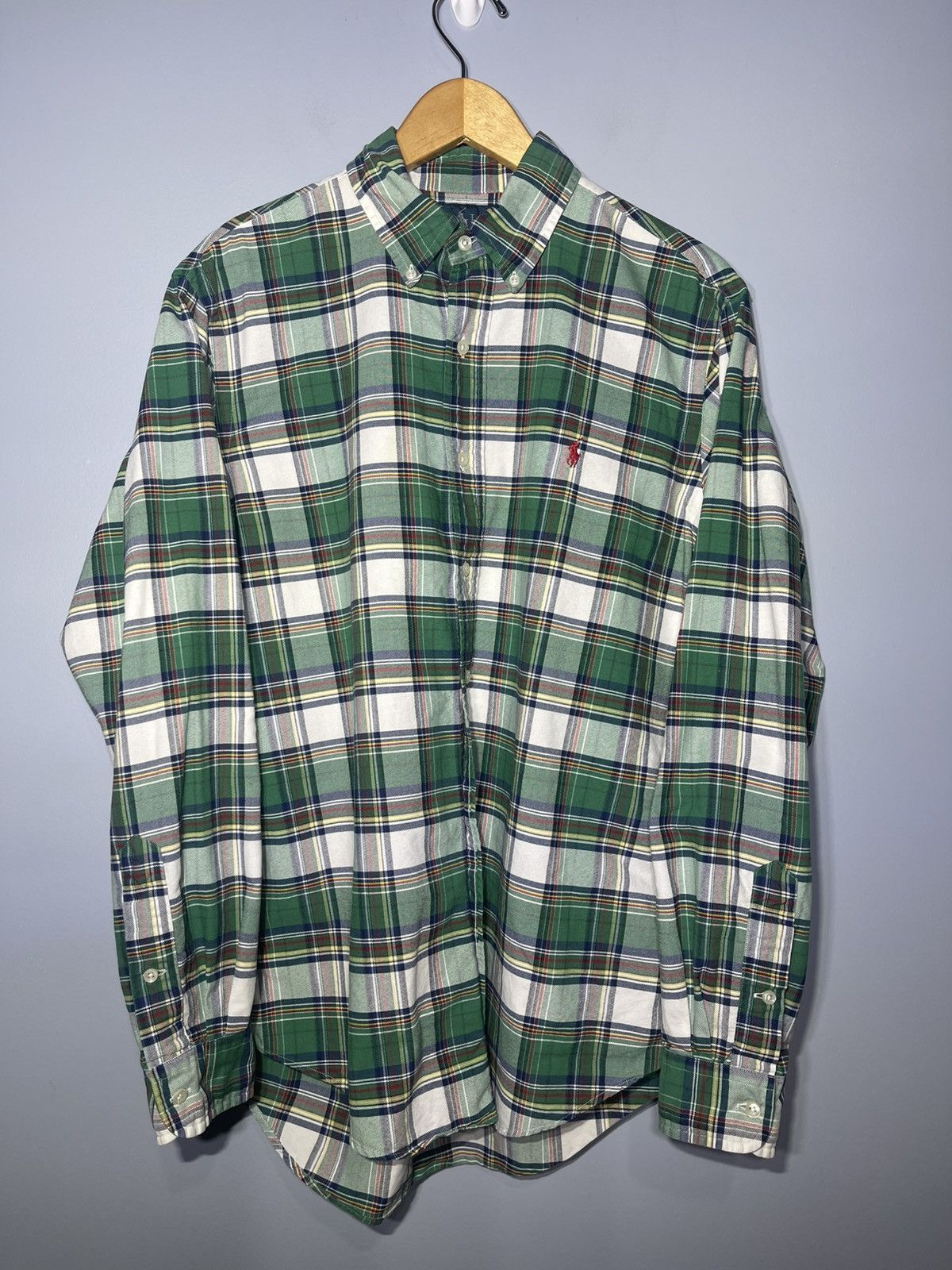 Polo Ralph Lauren Polo Ralph Lauren Green Plaid Custom Fit Button Down Sz M Size US M / EU 48-50 / 2 - 2 Thumbnail